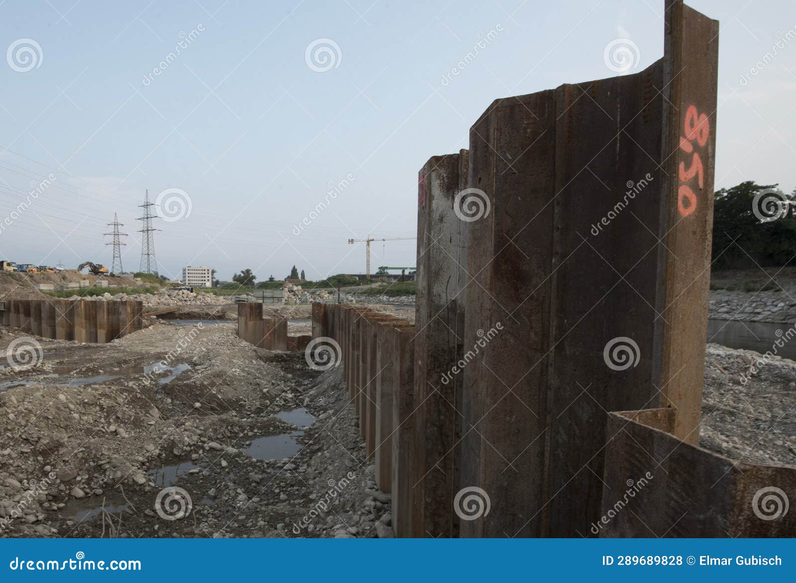 Sheet Piling Retaining Wall in Hydraulic Engineering Stock Photo Image of bank, pile 289689828