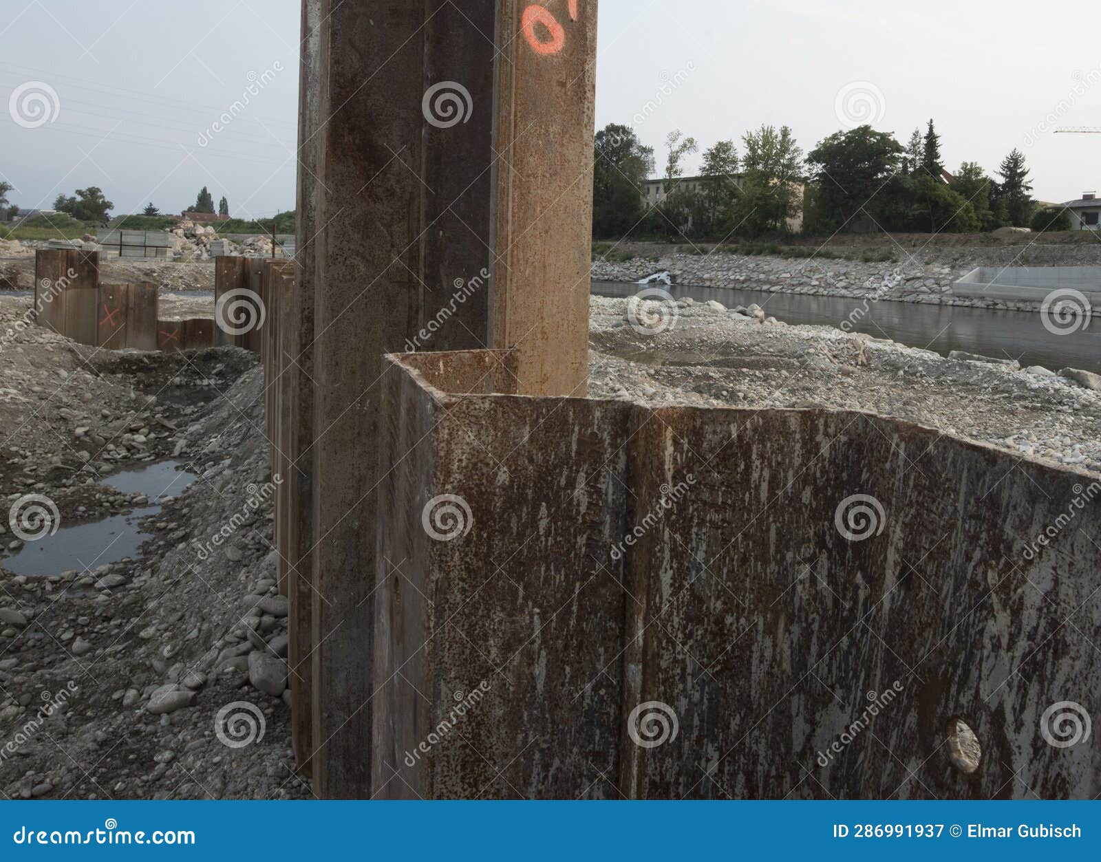 Sheet Piling Retaining Wall in Hydraulic Engineering Stock Image Image of sheet, engineering