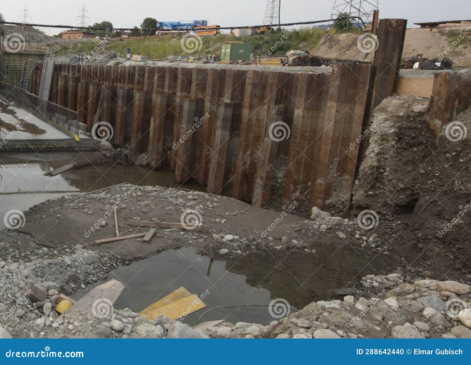 Sheet Piling Retaining Wall in Hydraulic Engineering Stock Photo Image of piling, industry