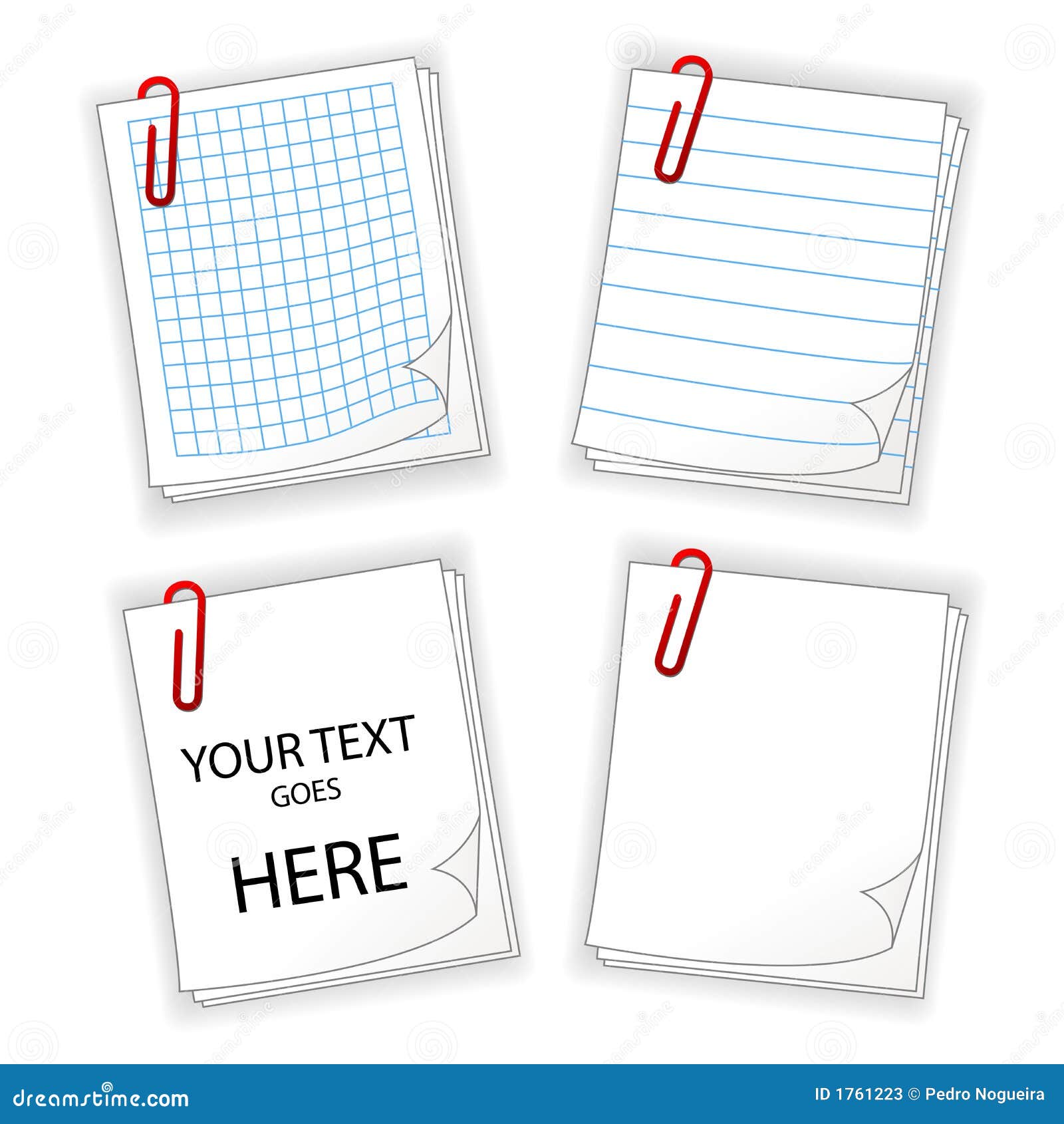 Sheets of Paper with Red Clip Stock Vector Illustration of agenda