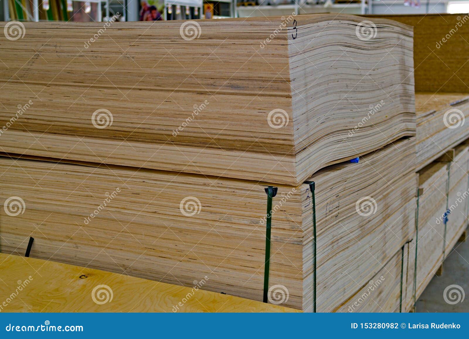 Sheets of Plywood Laid in the Warehouse Store. Materials for