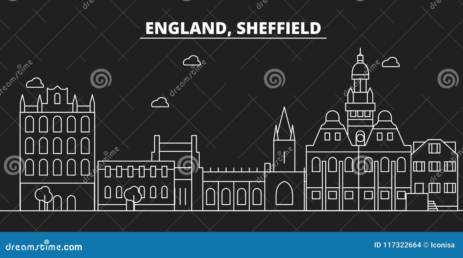 Sheffield Silhouette Skyline. Great Britain - Sheffield Vector City ...