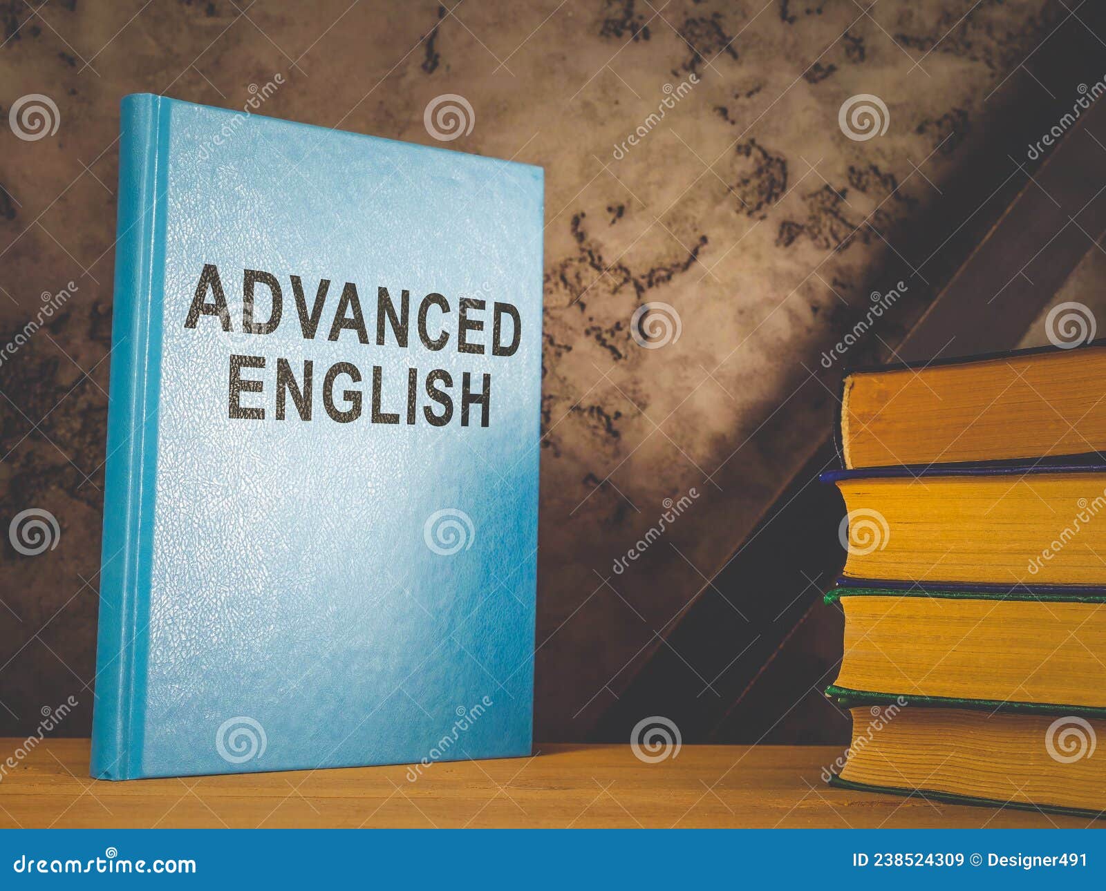 Shelf with Book Advanced English for Learning. Stock Image Image of