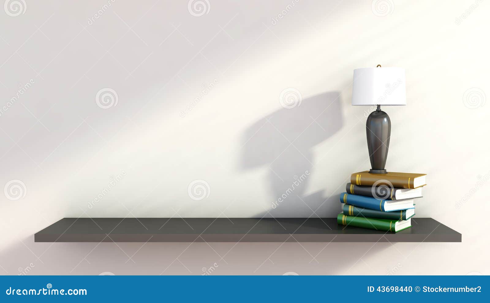 Shelf with books and lamp stock illustration. Illustration of indoor ...