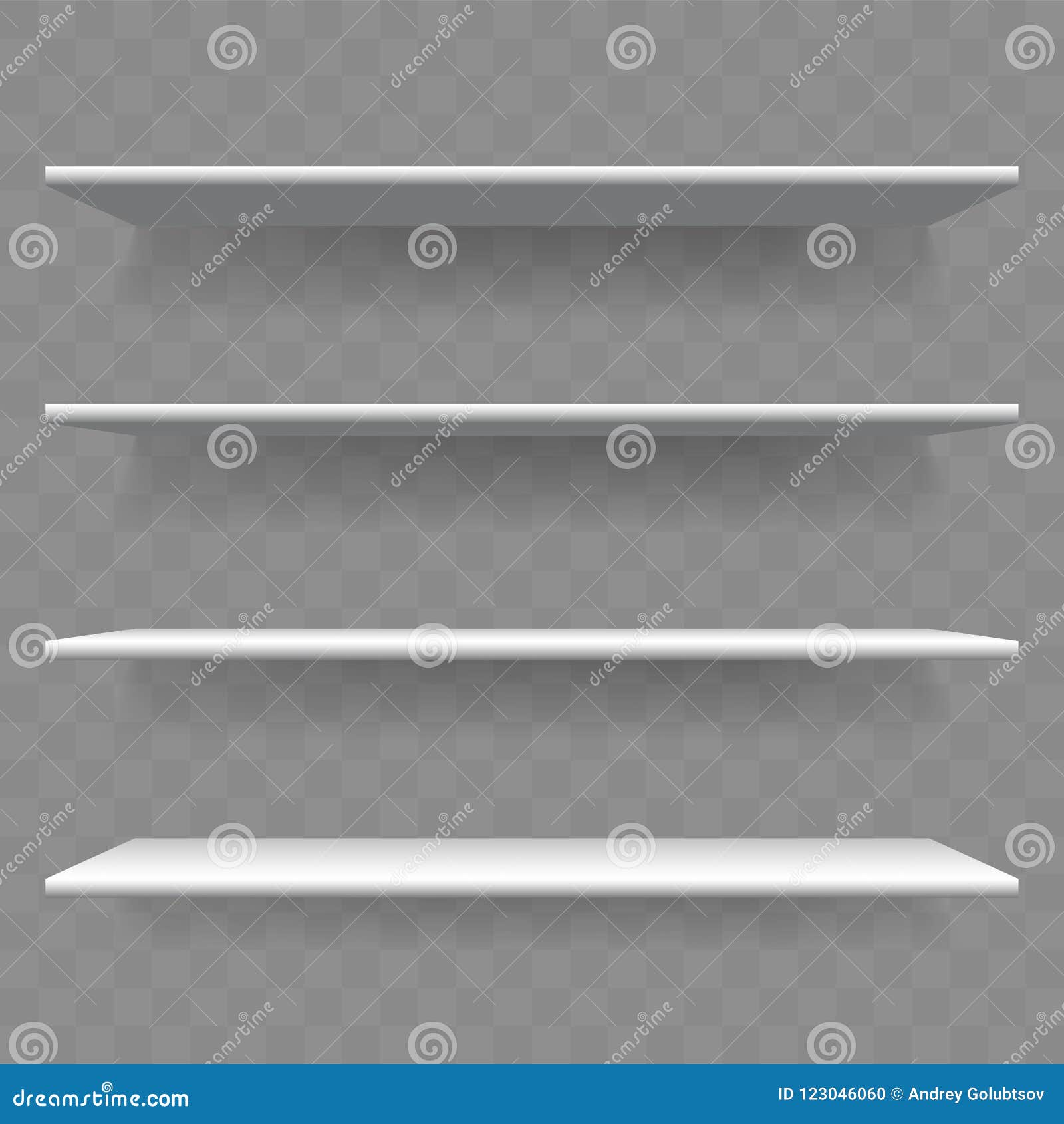 Shelf White Wood Empty 3d Vector Bookshelf Stock Vector