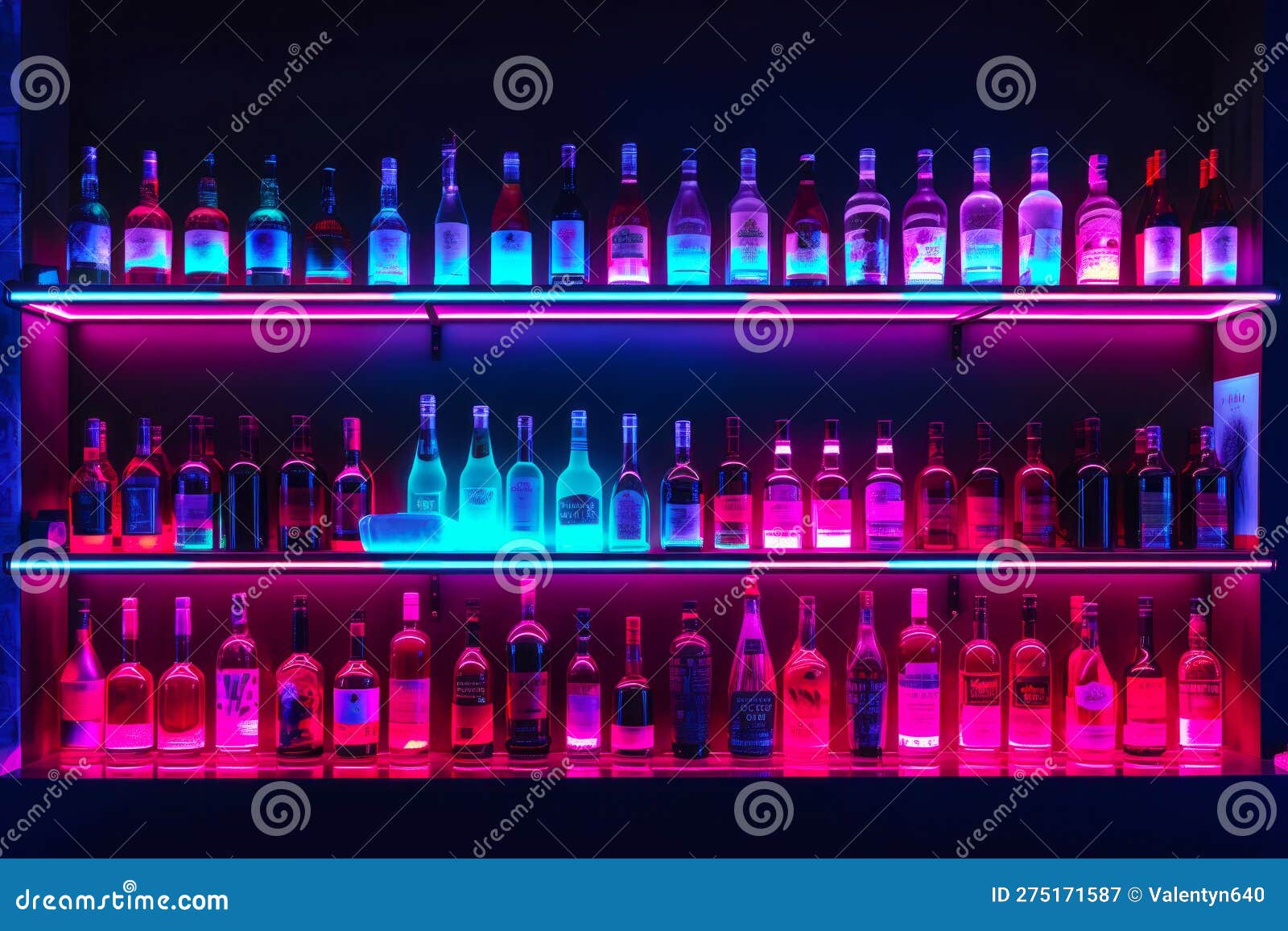 Shelf Filled with Lots of Bottles of Different Types of Alcohol in