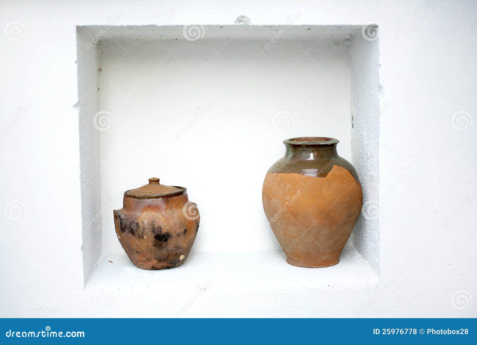 Shelf pottery stock photo. Image of window, wall, handmade 25976778