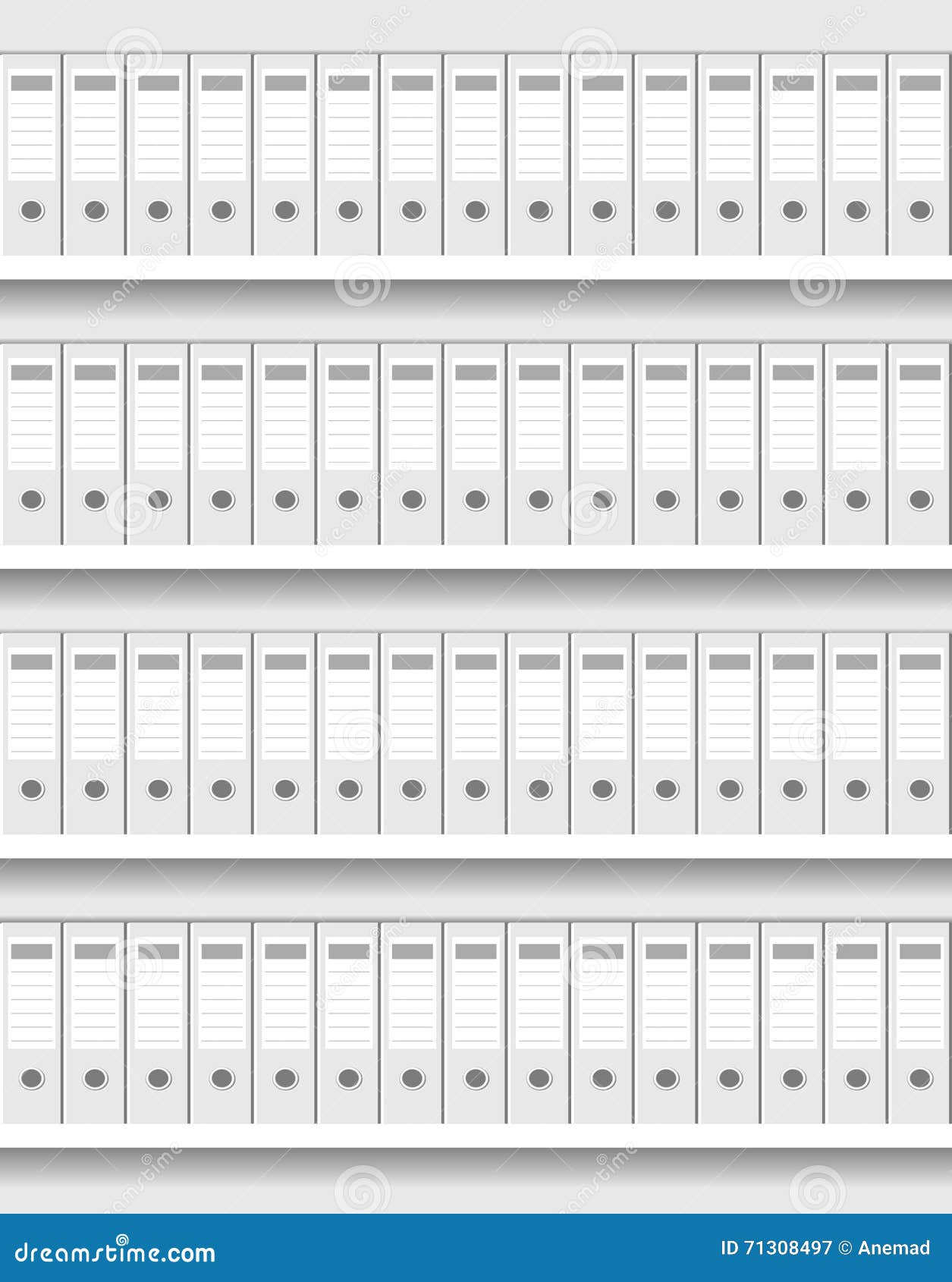 Shelf with ring binders stock illustration. Illustration of isolated