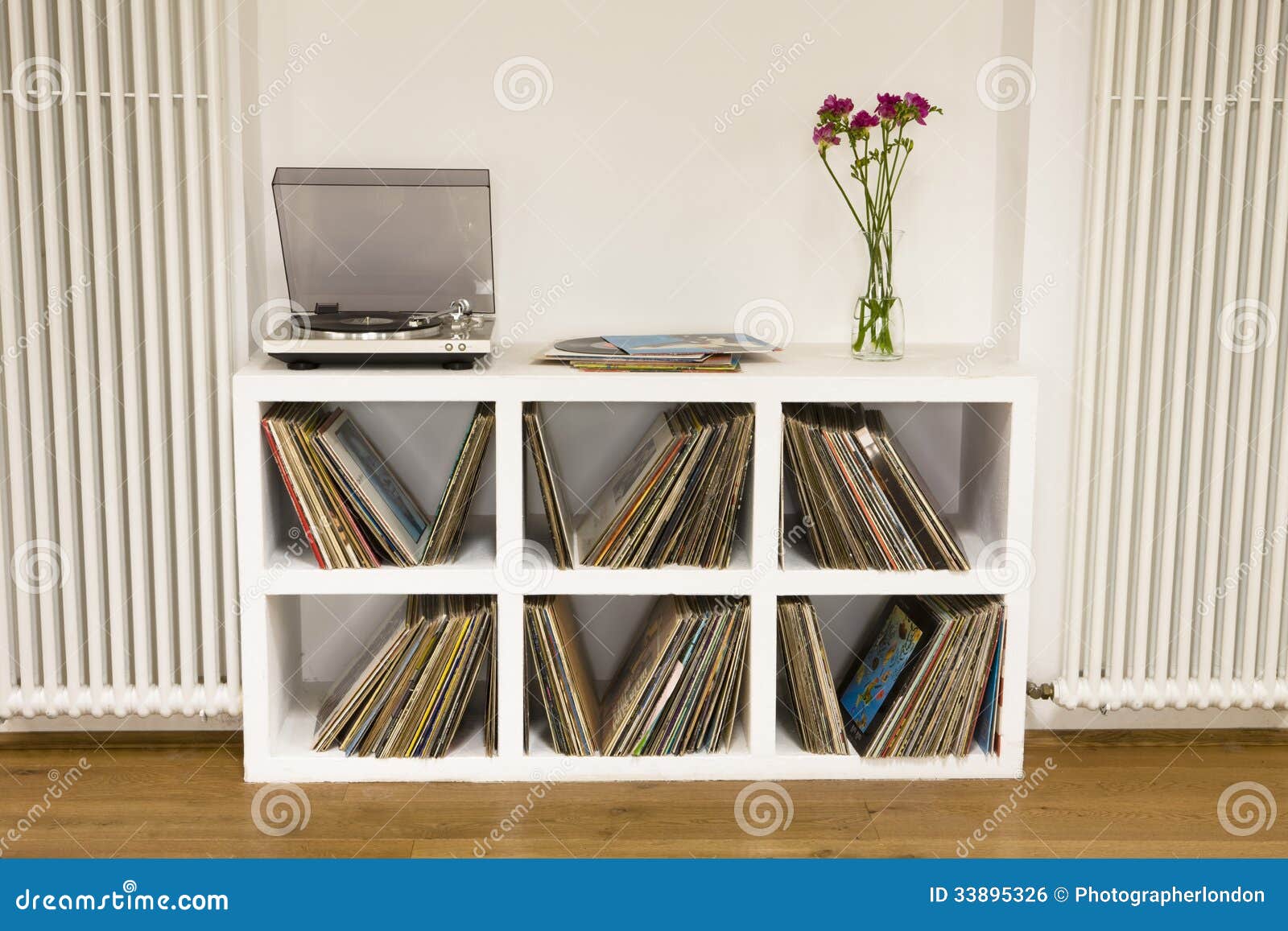 Shelf with Vinyl Records stock photo. Image of collection 33895326