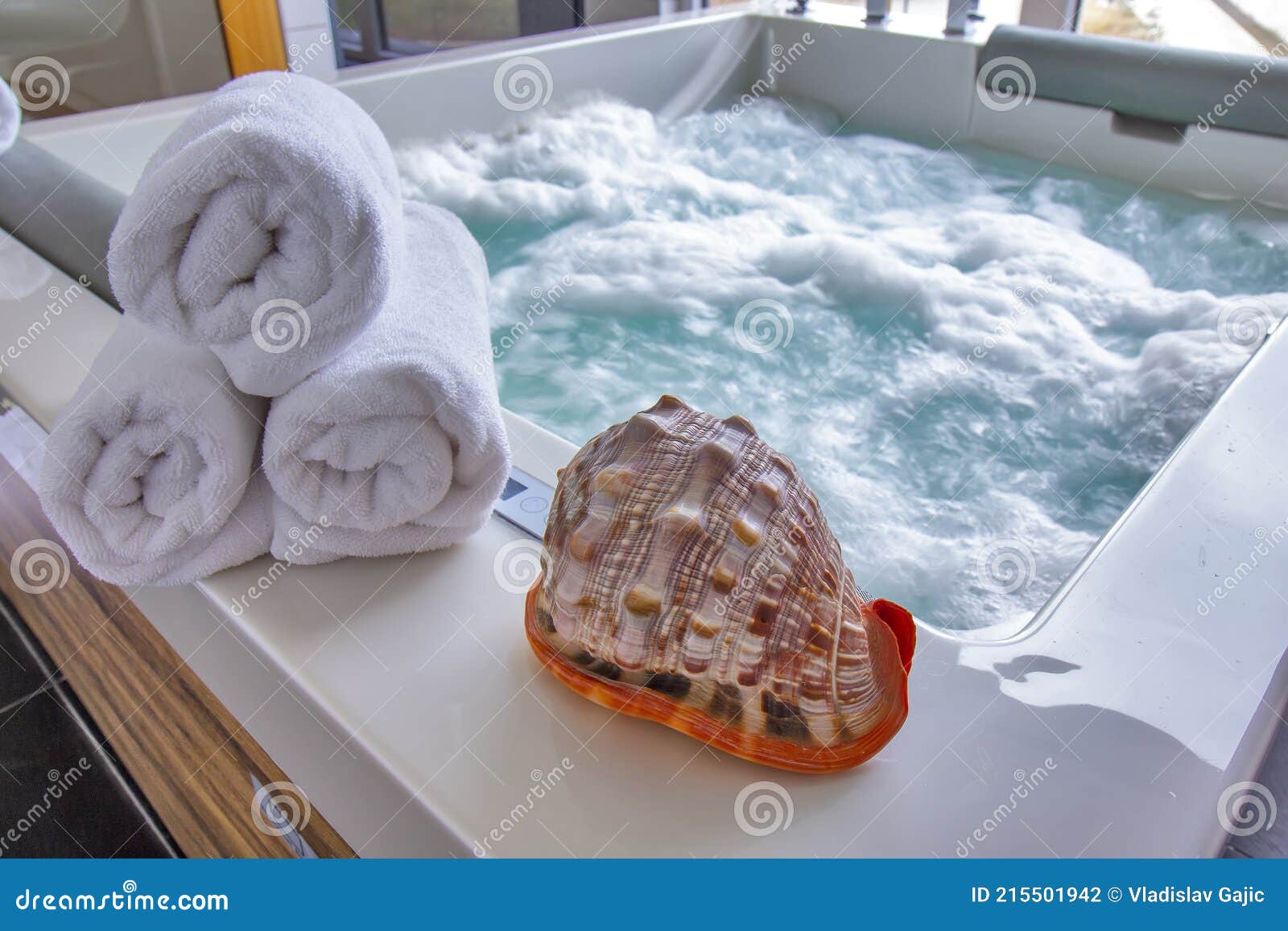 Shell on the hot tub stock photo. Image of house, hydrotherapy 215501942