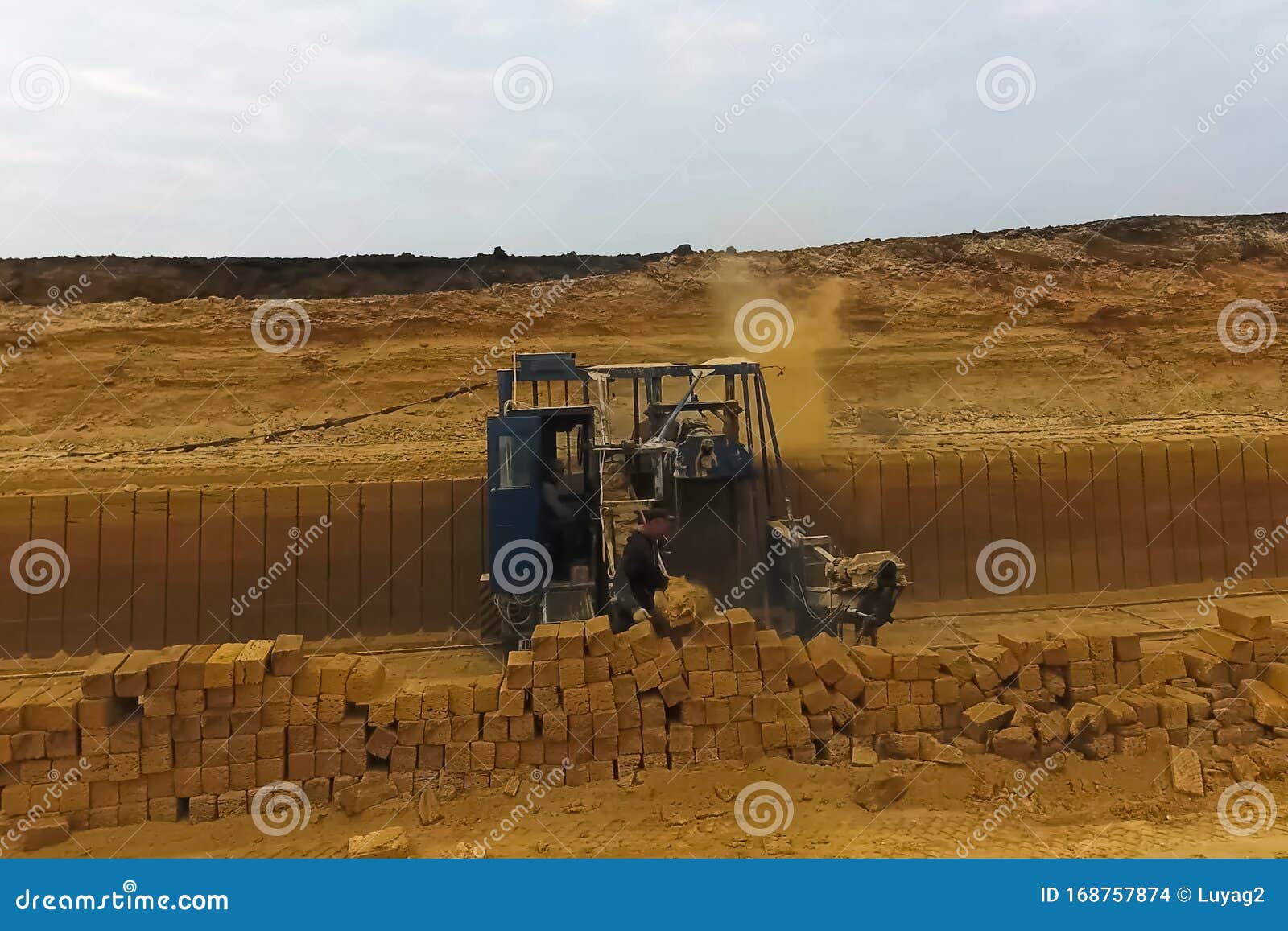 Shell Quarry Quarry. Cutting Seashell into Blocks Right Away in Stock