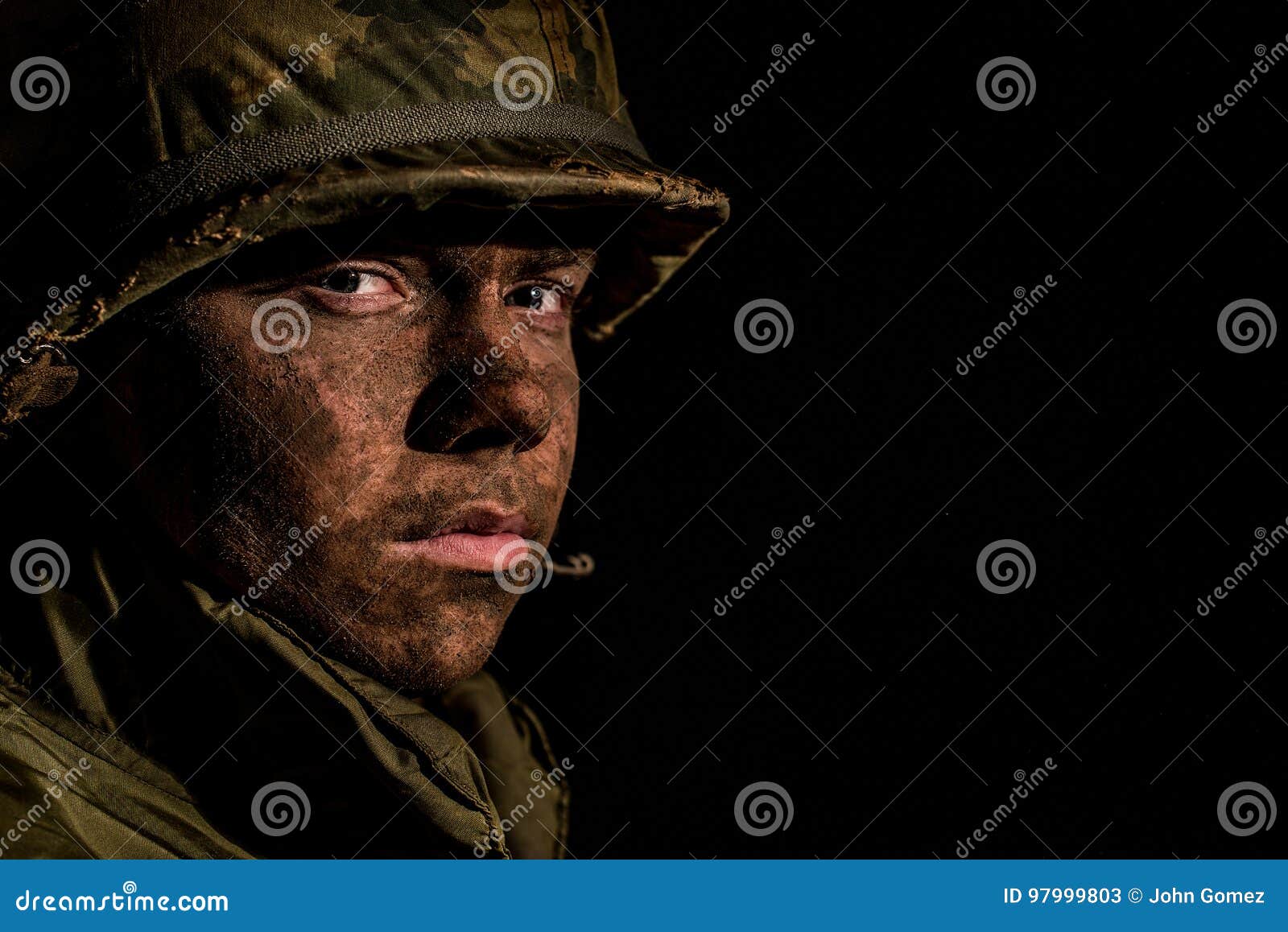 Shell Shocked Africanamerican Soldier Vietnam War Stock Photo