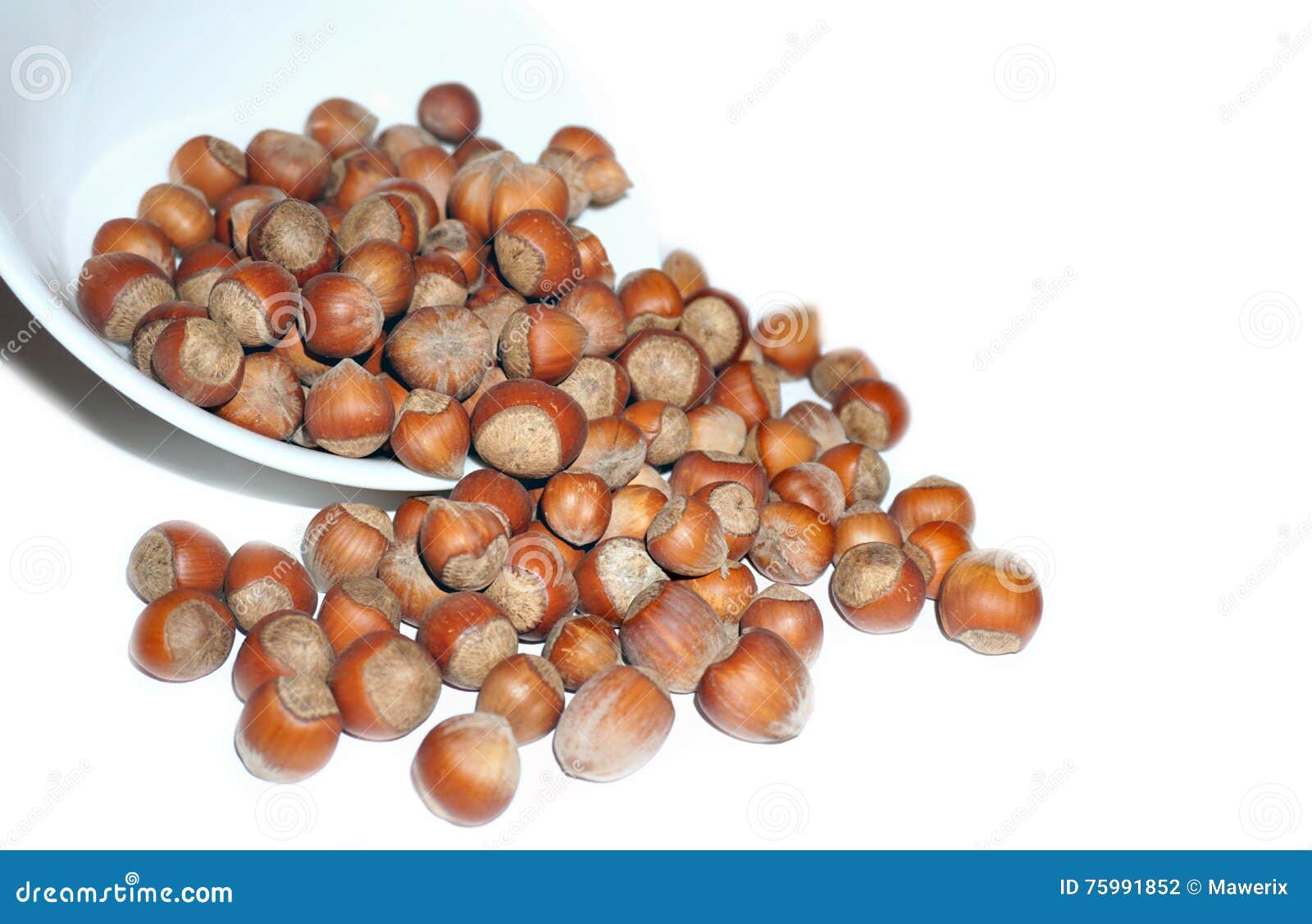 Shelled hazelnuts in bowl stock photo. Image of health 75991852
