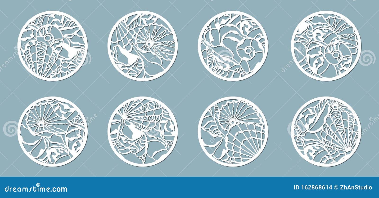 shells of the sea in the ball. laser cutting. craft paper for decoration. plotter, screen printing