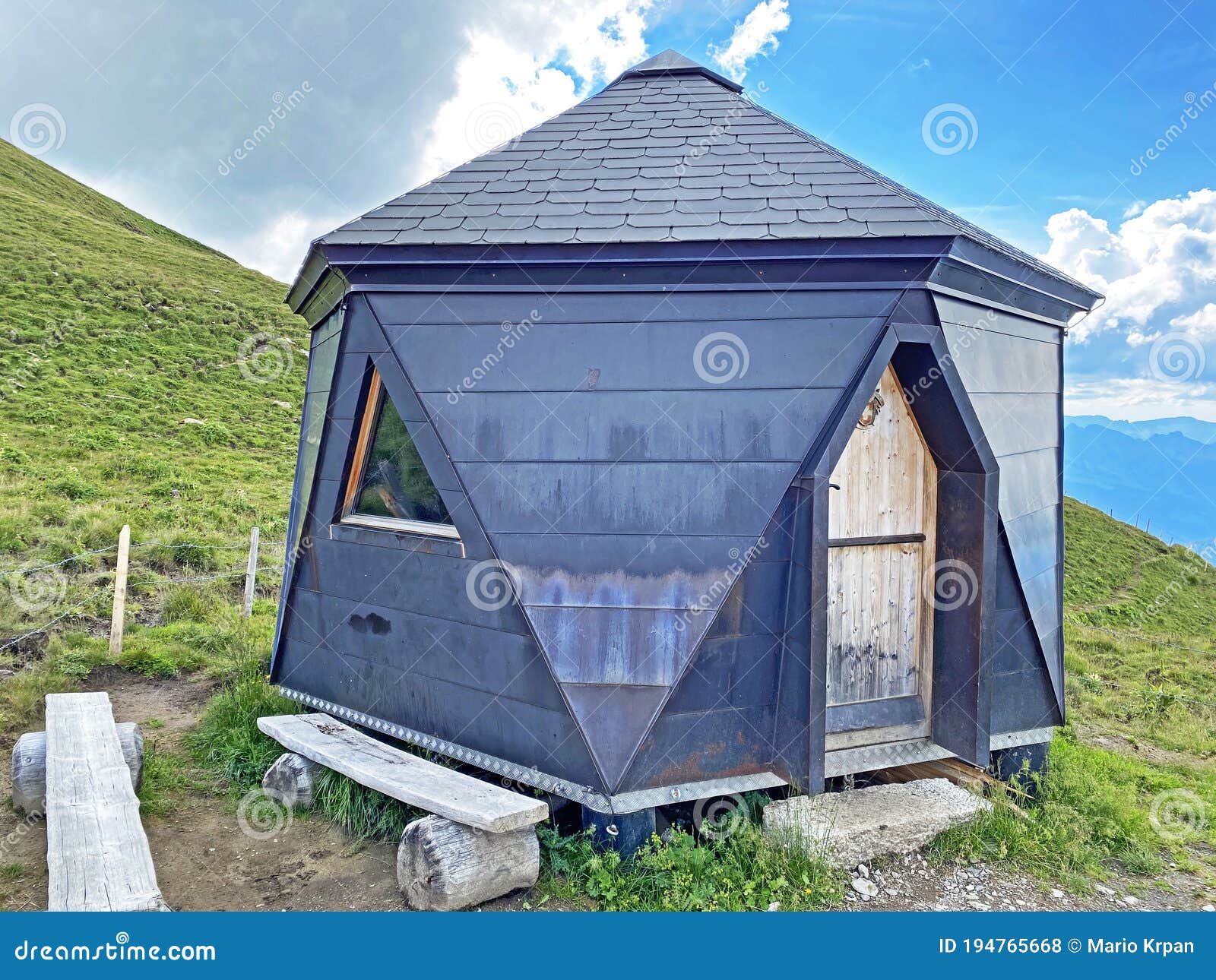 the shelter or refuge abgschutz schutzhÃÂ¼tte auf dem abgschÃÂ¼tz oder abgschuetz schutz huette in the uri alps mountain massif