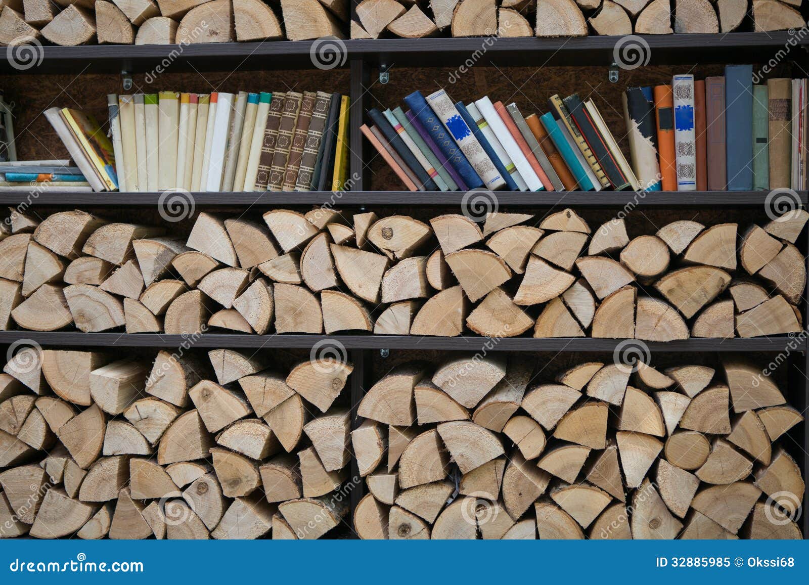 Shelves for Books and Firewood Stock Image Image of firewood, natural