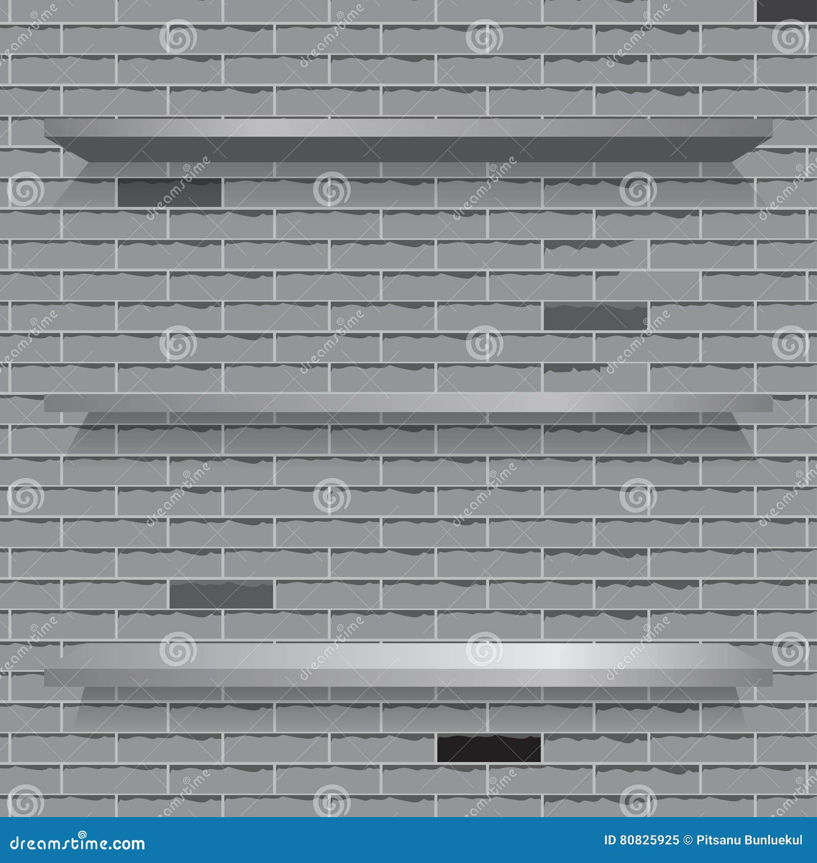 Shelves on brick wall stock vector. Illustration of bookcase 80825925
