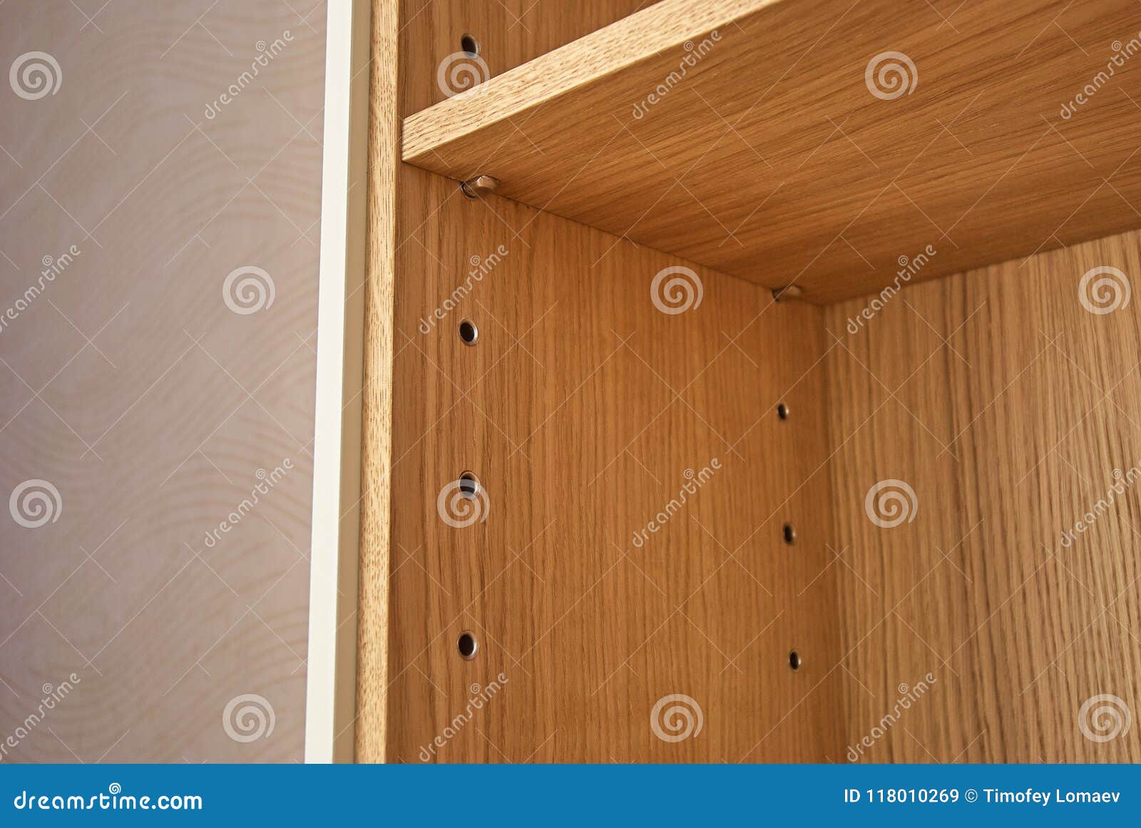 Wooden Shelves With Height Adjustment Stock Image Image Of Clean