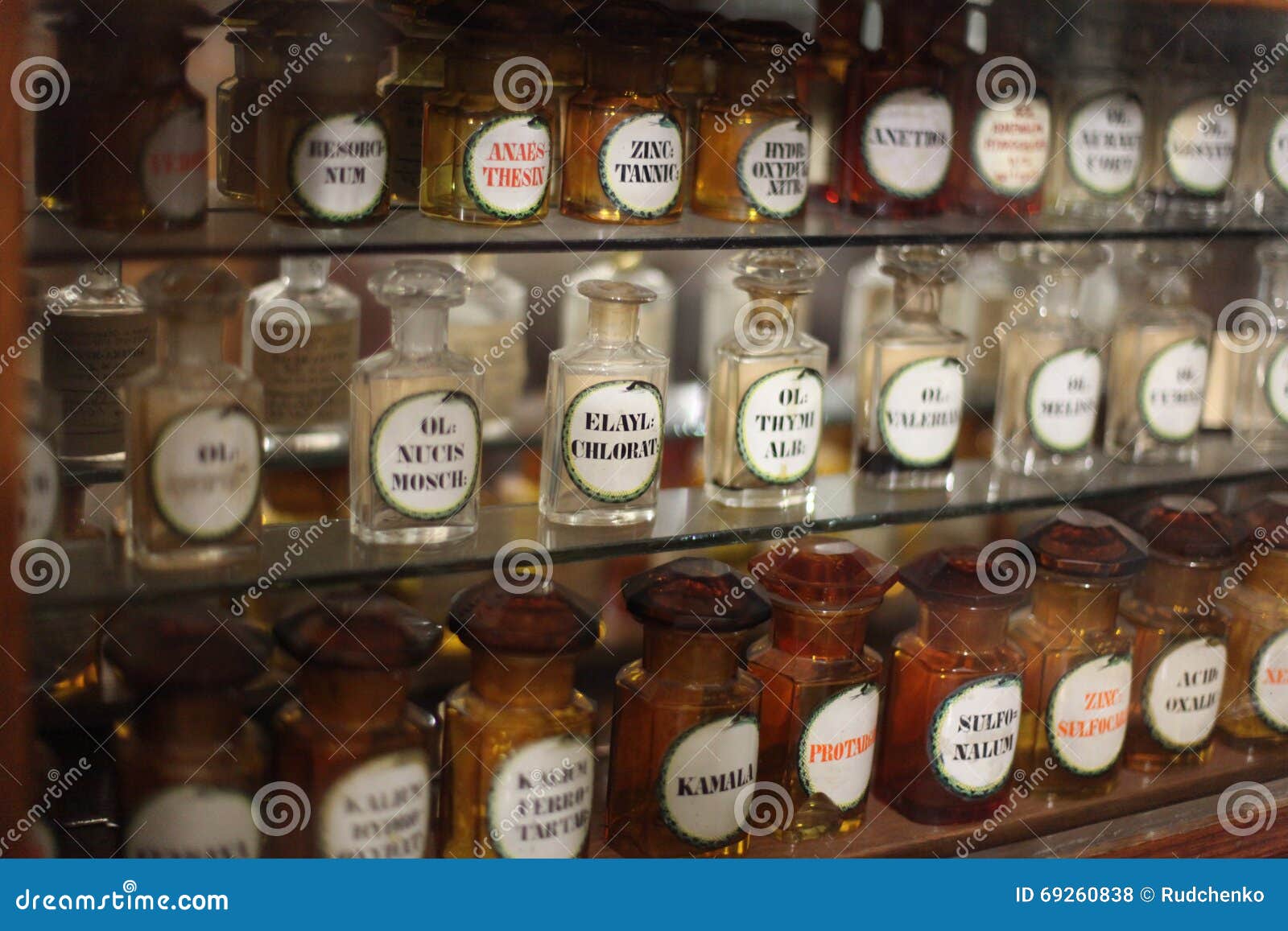 Shelves with Medicines in Old Pharmacy Stock Photo Image of retro