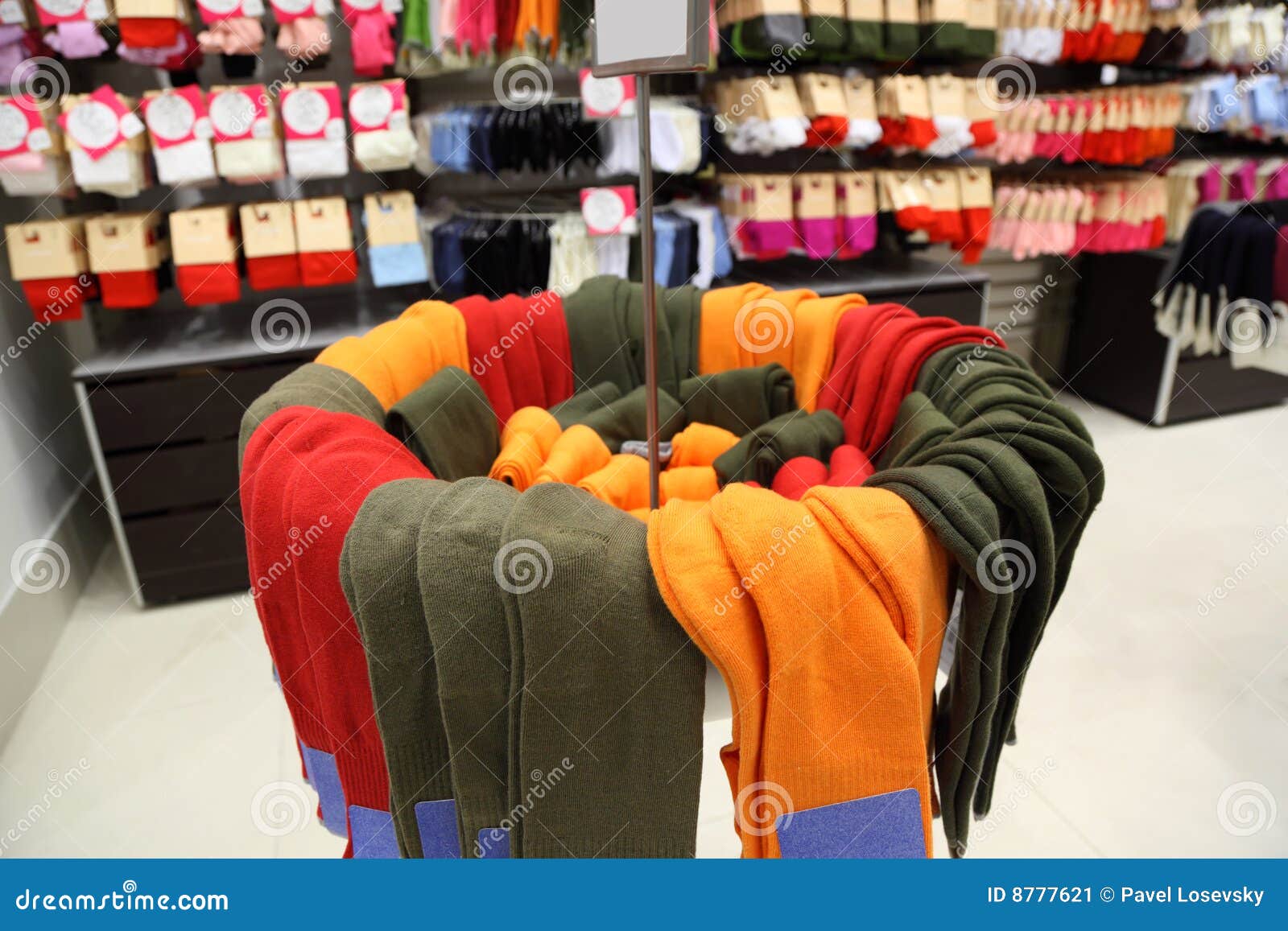 shelves and racks with socks
