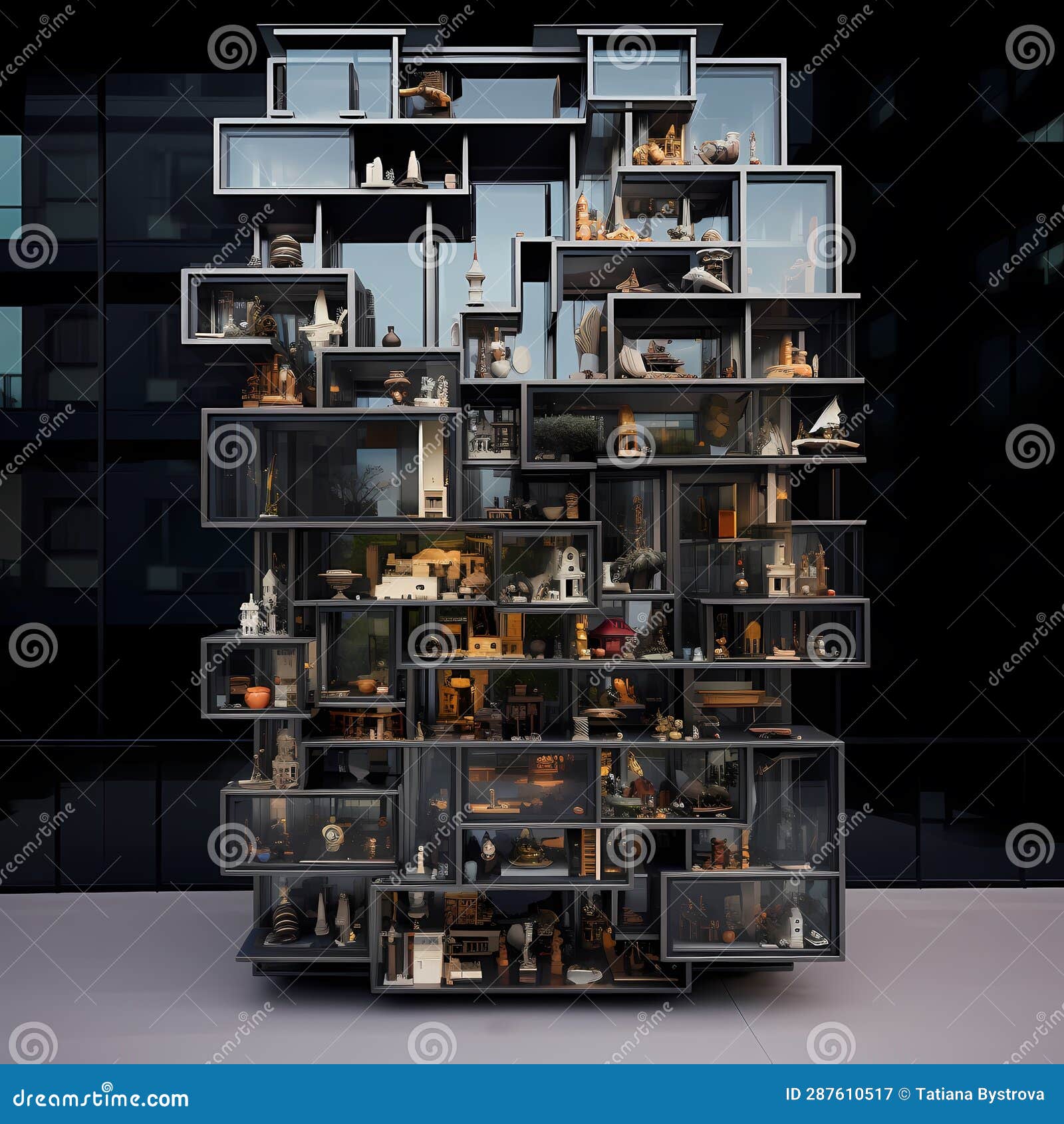 Shelves with Things in the Office Stock Illustration Illustration of