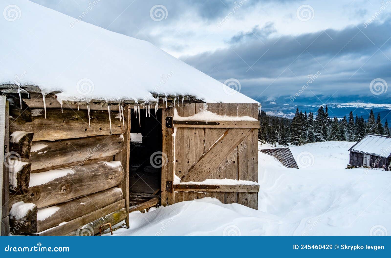 Shepherds House High on Snowy Mountain Stock Image Image of