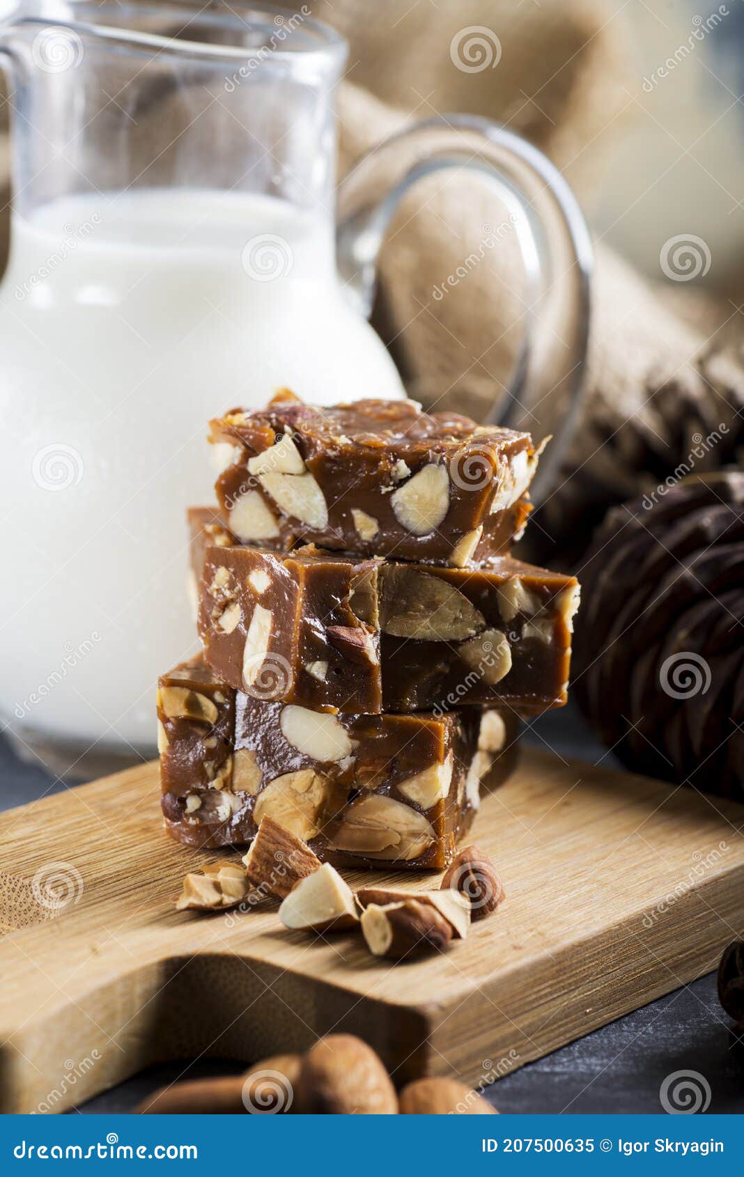 Sherbet with nuts close up stock image. Image of bake 207500635