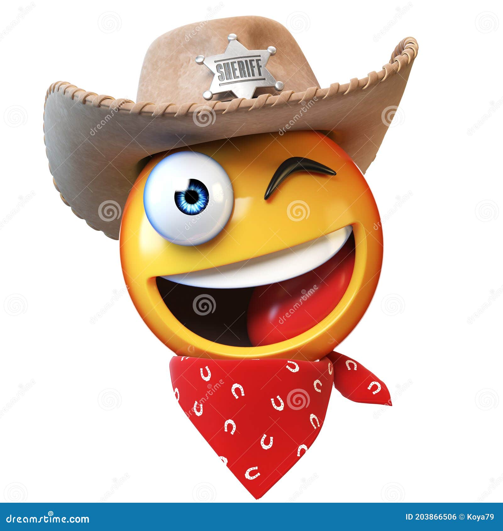 Sheriff emoji isolated on white background cowboy emoticon 3d rendering