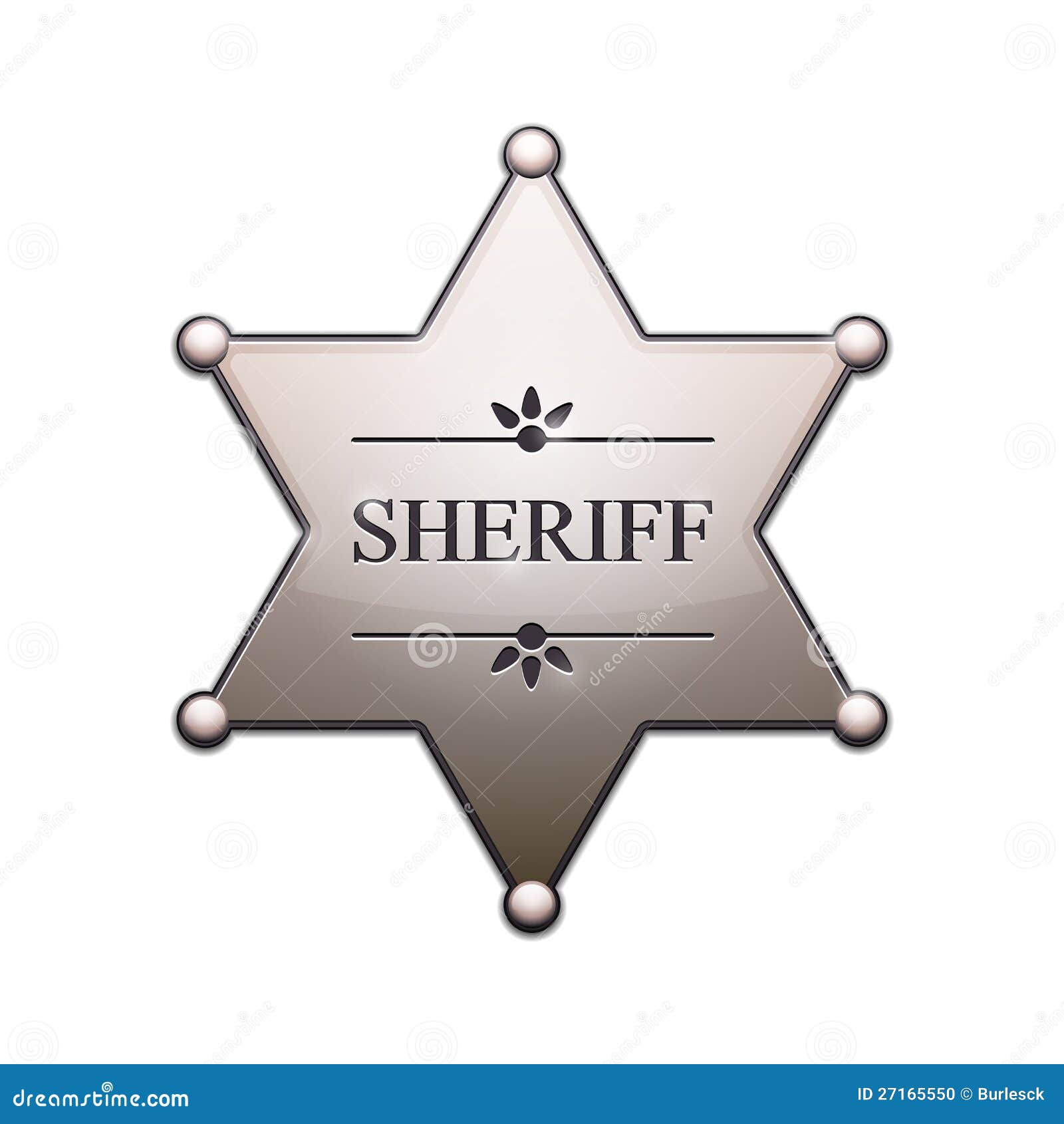 Sheriff Star with shadow isolated on white. Vector Illustration