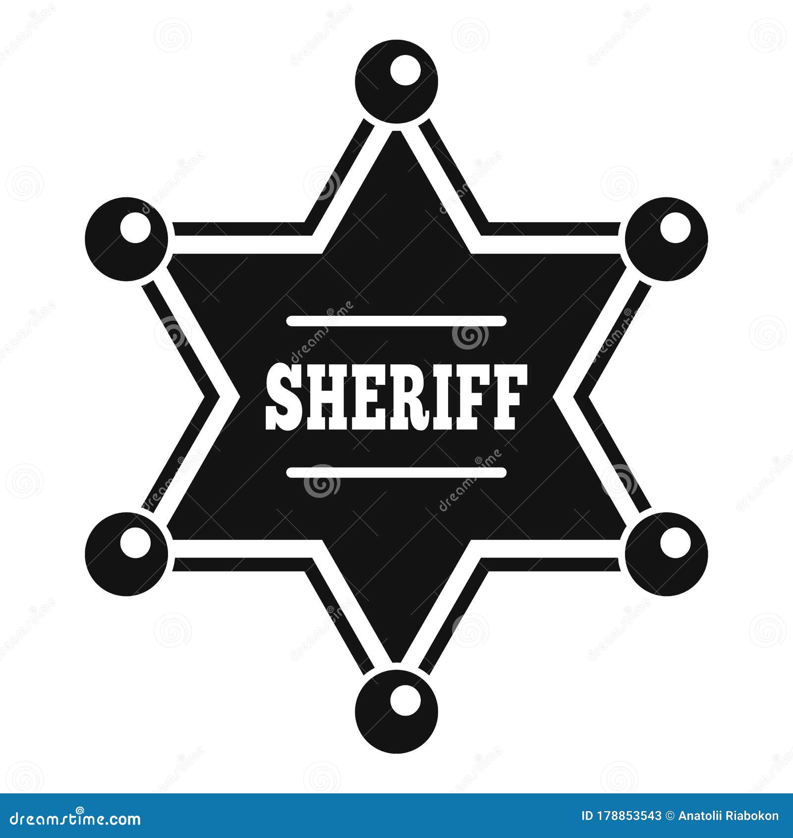 Sheriff Star Icon, Simple Style Stock Vector - Illustration of golden