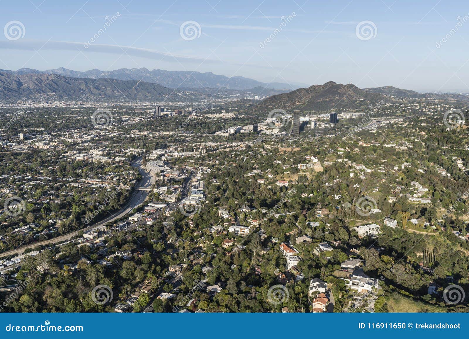 Sherman Oaks and Studio City Aerial Los Angeles California