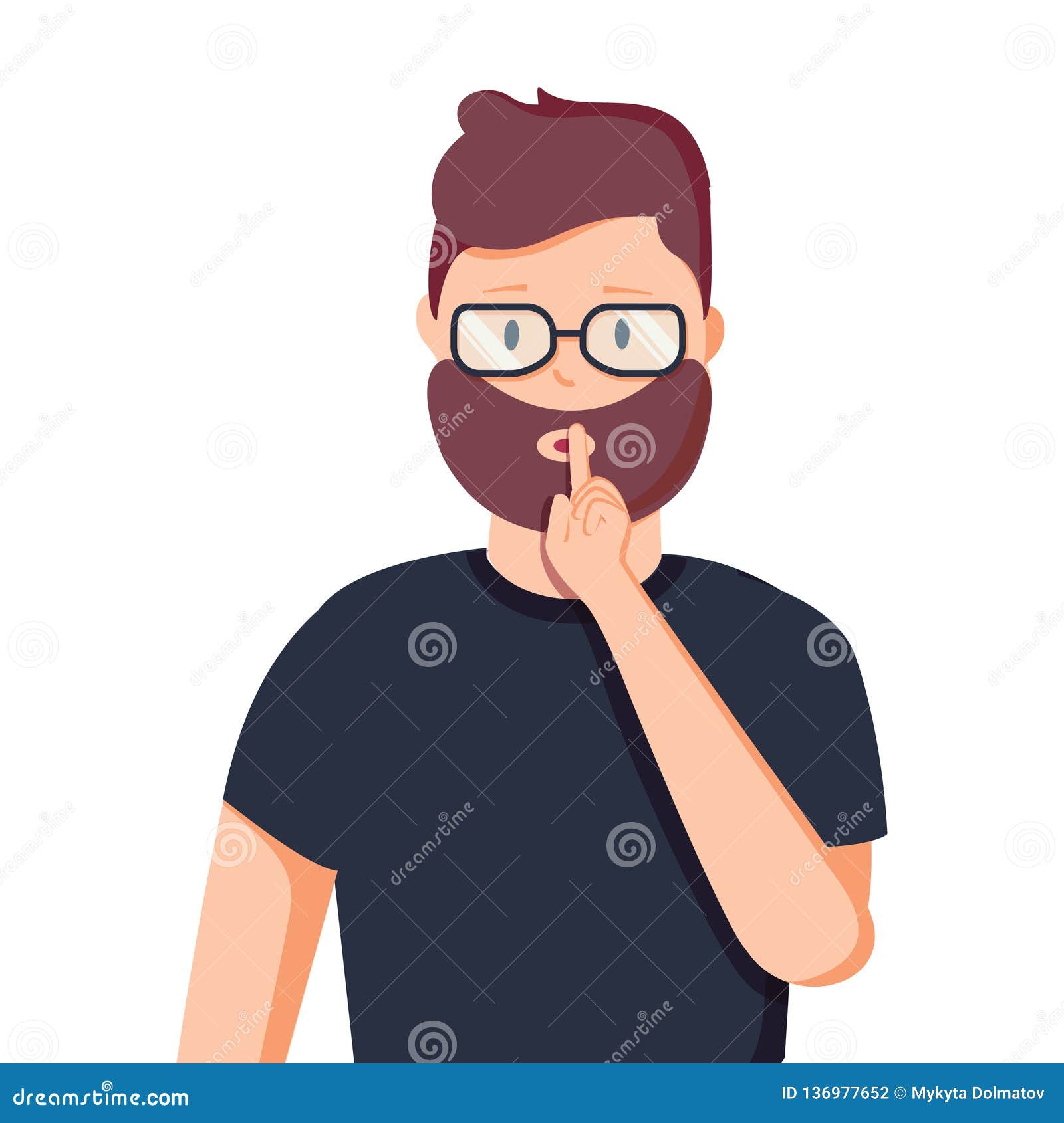 Shh Gesture is Quieter. the Concept of Male Secret. a Man Asks for Silence.  Vector Illustration in Cartoon Style Stock Vector - Illustration of  emotion, hand: 136977652