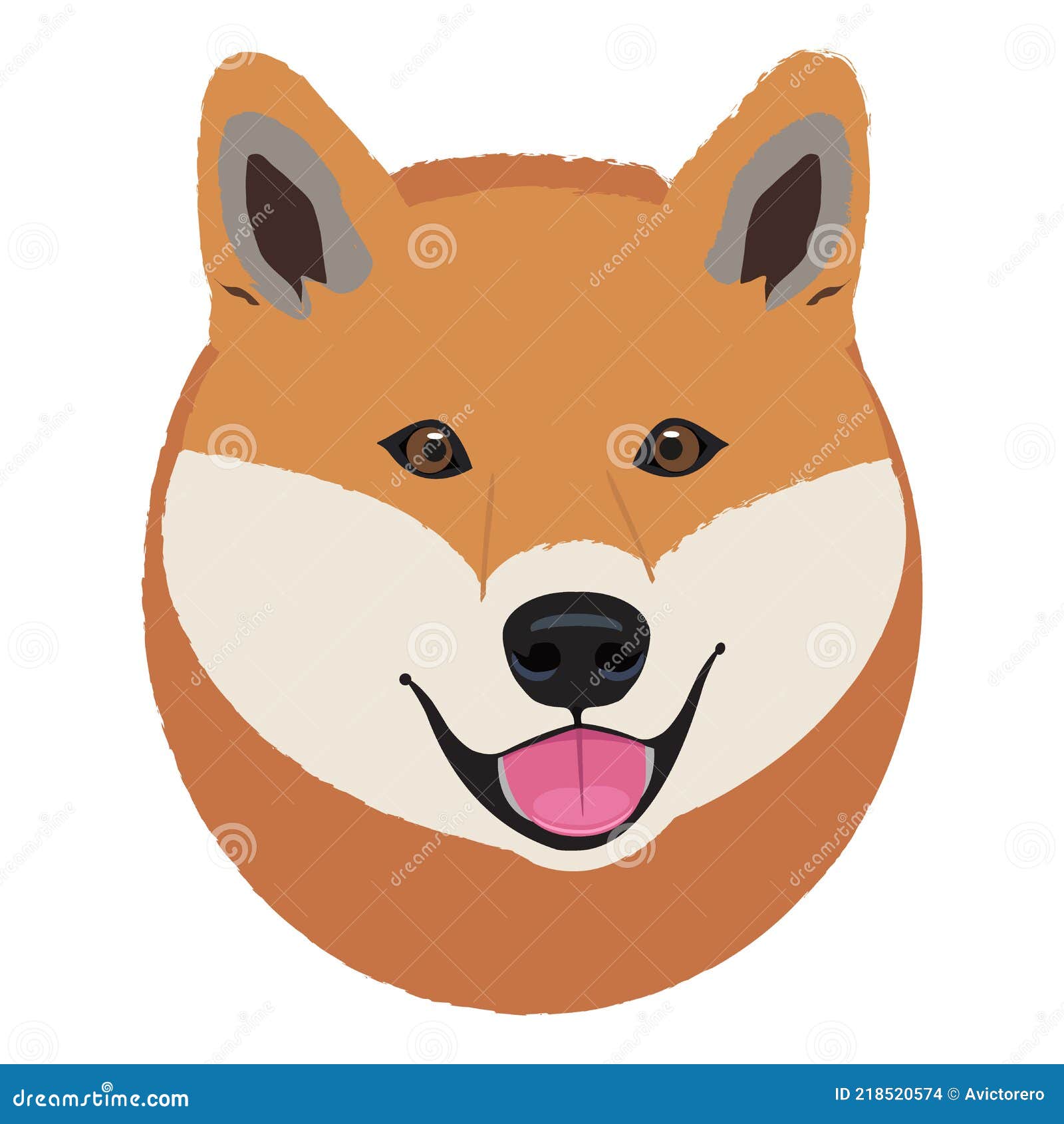 Shiba Inu Dog Face Cartoon Flat Design Stock Vector - Illustration of ...