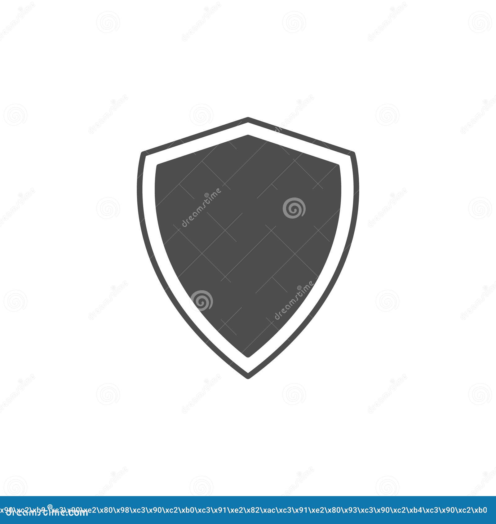Shield Black Icon. Template Flat Illustration, Shielding Vector in Black and White Color Stock