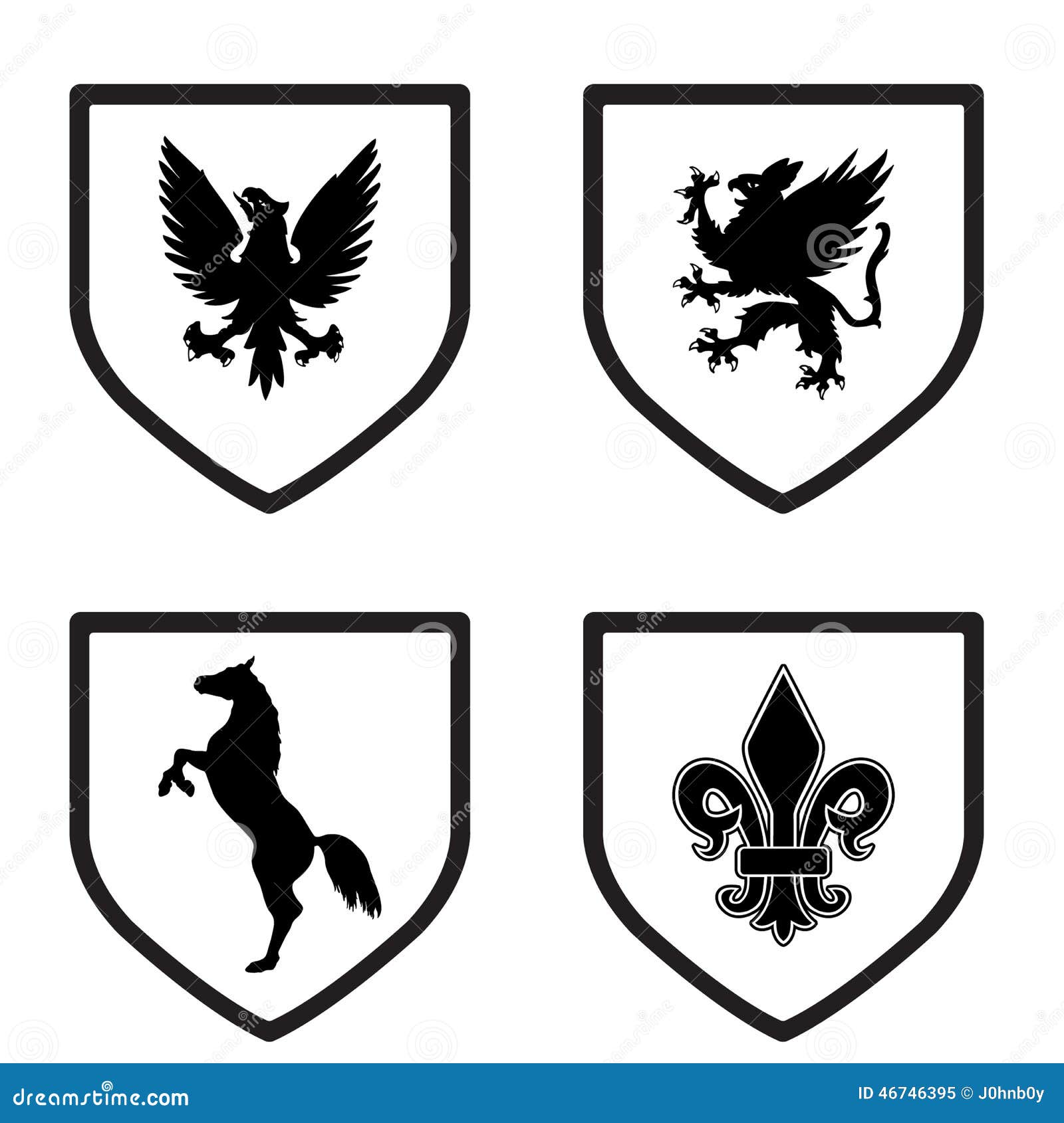 Shield collection stock vector. Illustration of horse - 46746395