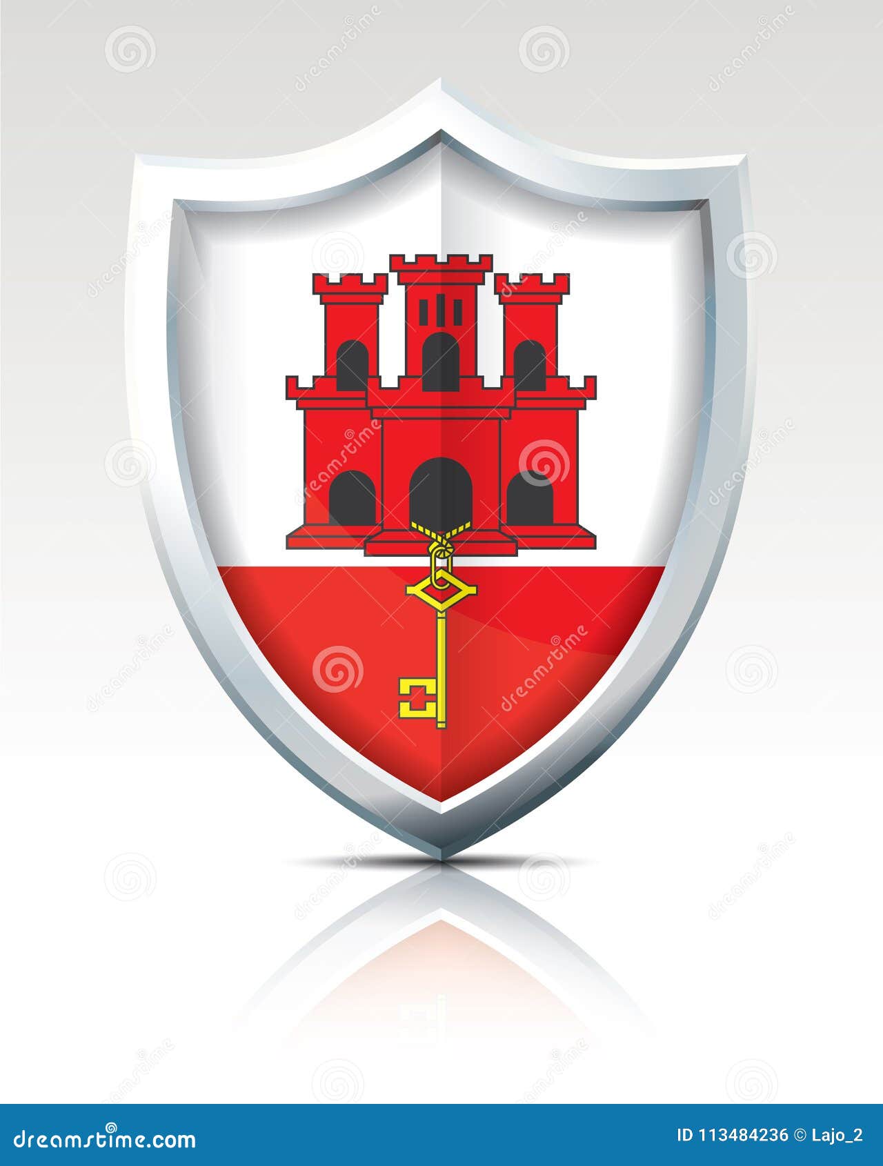 Shield with Flag of Gibraltar Stock Vector Illustration of figure