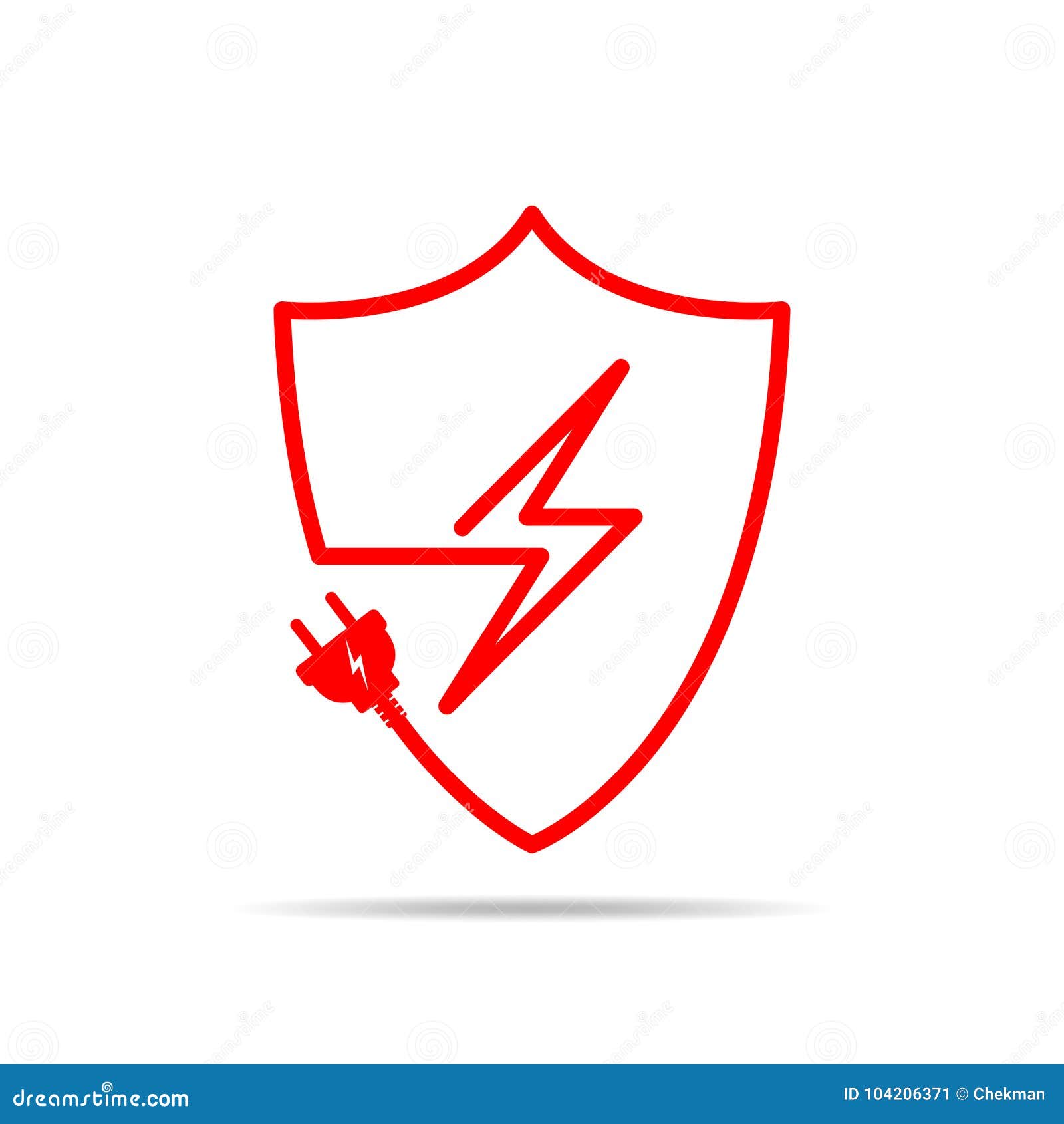 Shield Icon with Lightning. Vector Illustration Stock Illustration