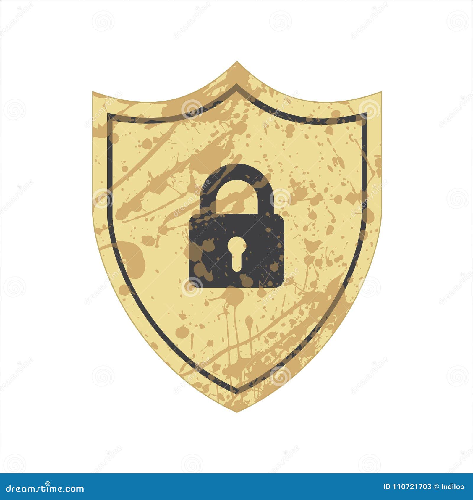 Shield icon with lock stock illustration. Illustration of arts 110721703