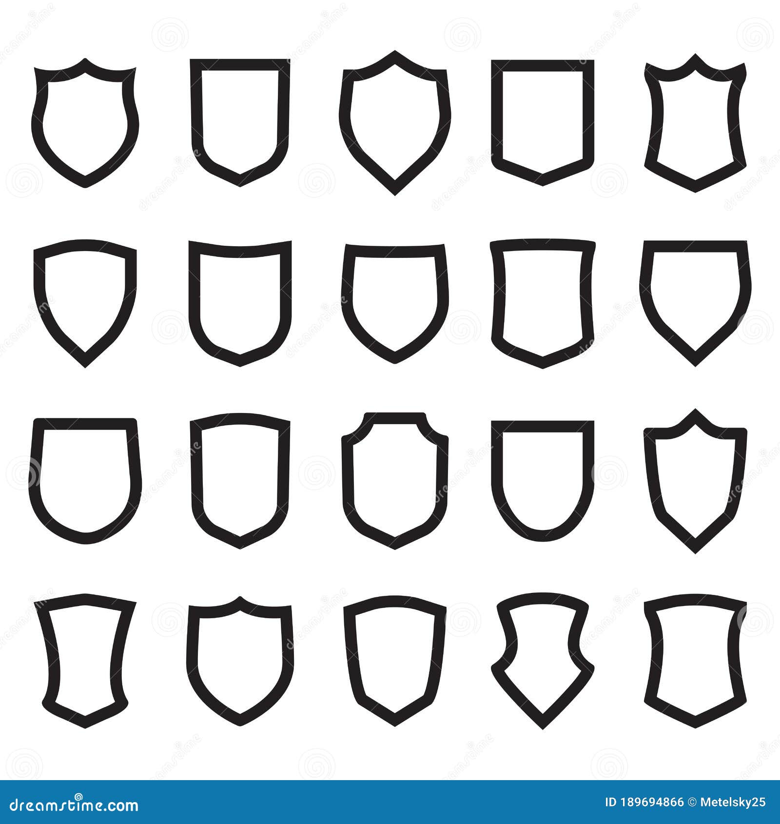 Shield Icons Set. Different Shield Shapes Stock Vector - Illustration of  blank, element: 189694866