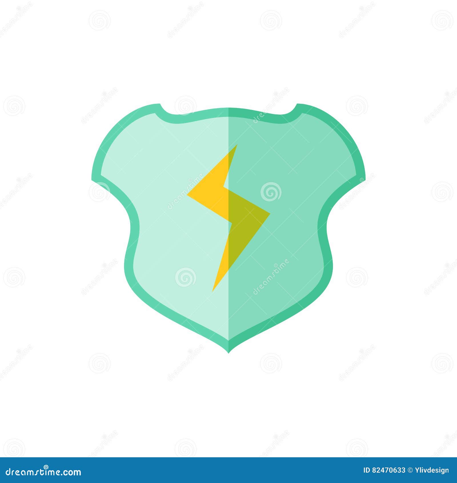 Shield with Lightning Bolt Icon, Flat Style Stock Vector Illustration