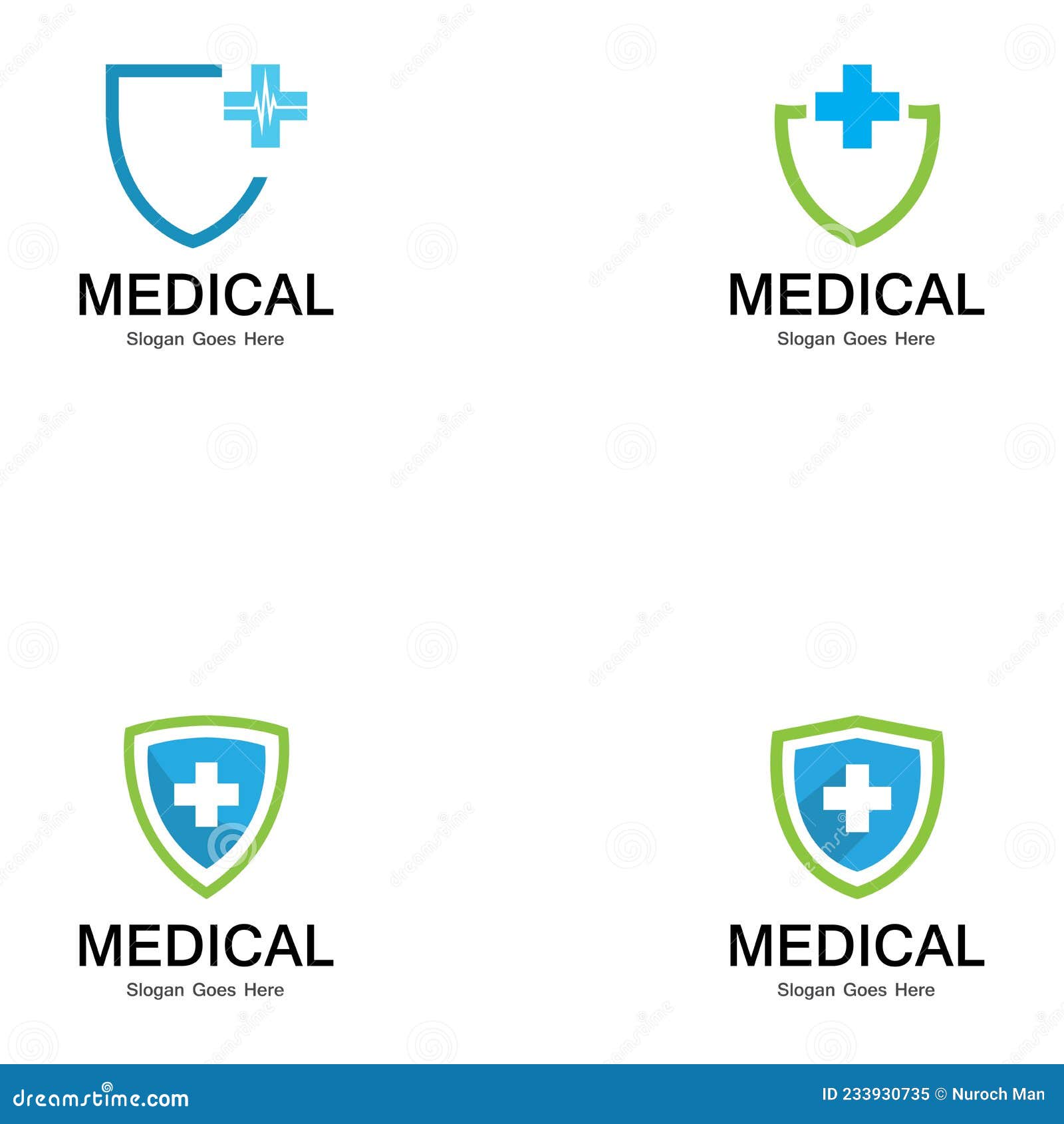 Shield Medical Logo Vector Template. Stock Vector Illustration of