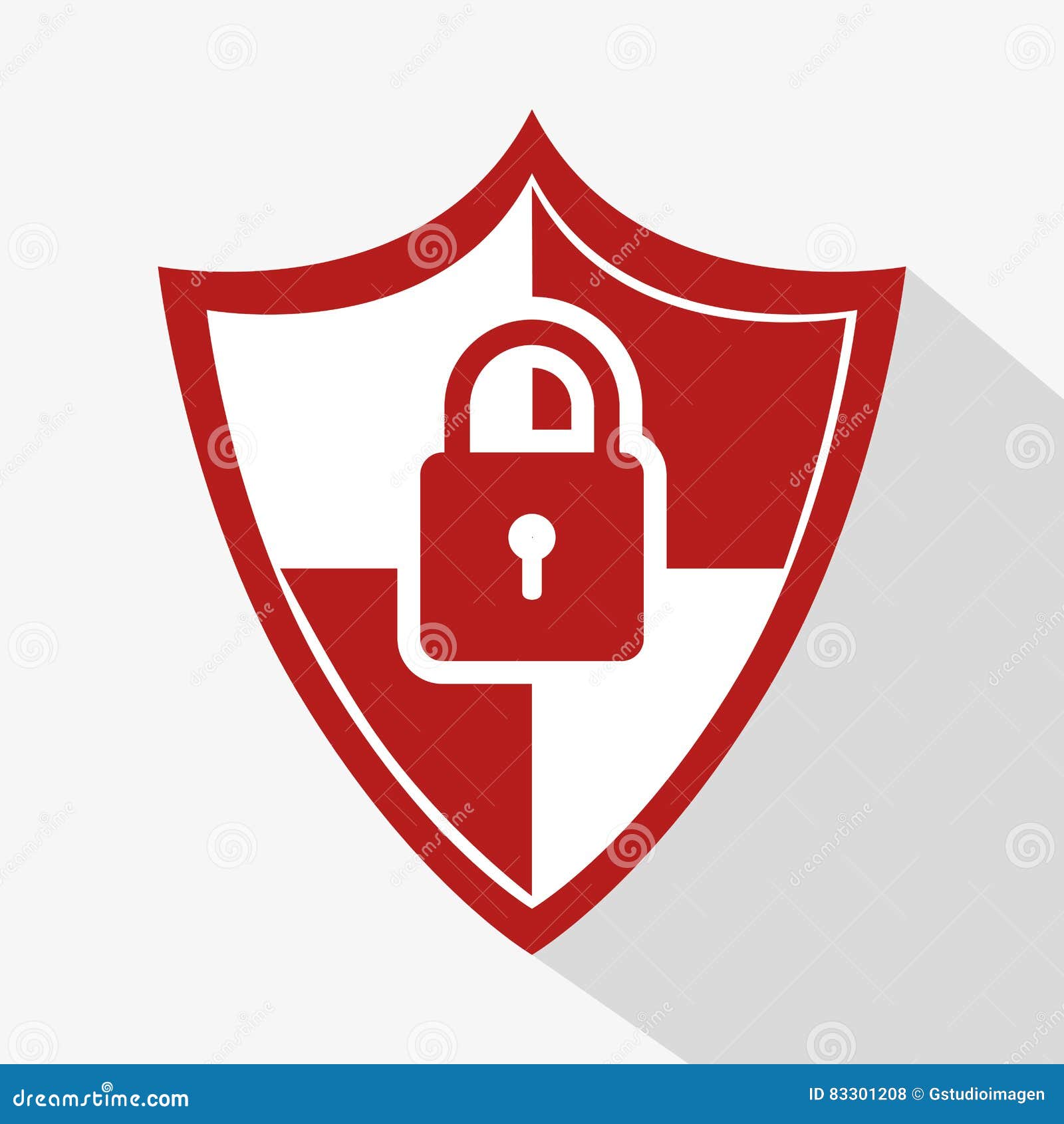 Shield with padlock icon stock illustration. Illustration of background