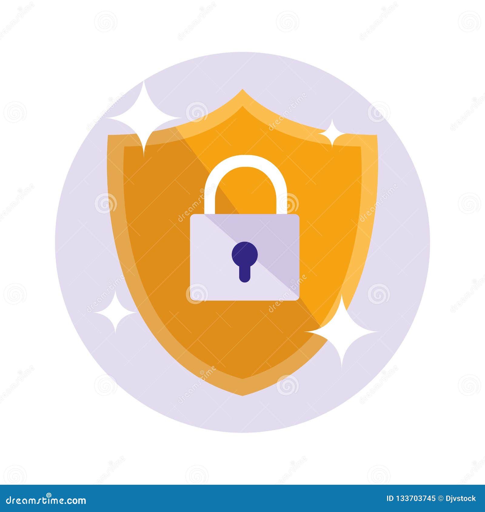 Shield with Padlock Isolated Icon Stock Vector Illustration of