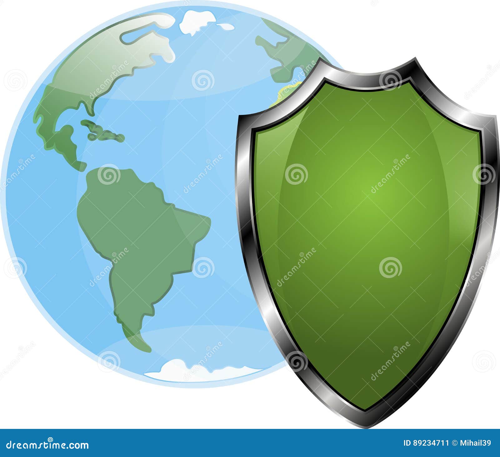 Shield Shielding the Globe, Vector, White Background, Stock Vector