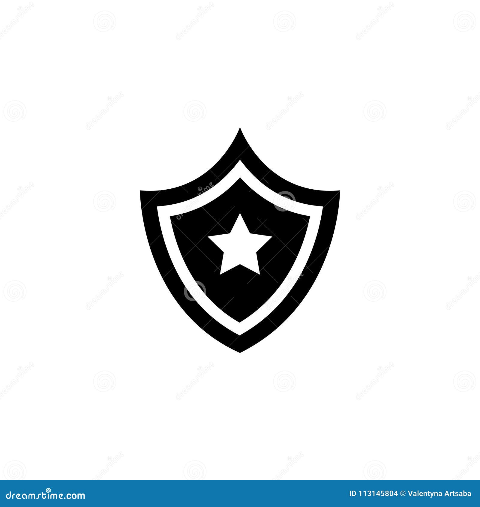 Shield Star Flat Vector Icon Stock Vector Illustration of design