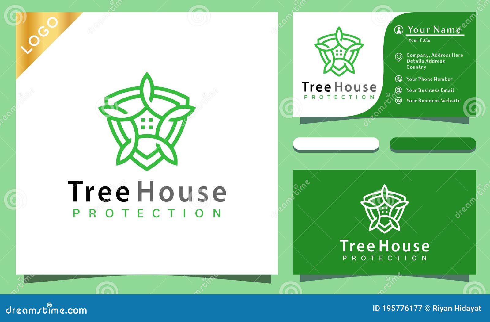 shield tree house protect logo   , minimalist elegant, modern company business card template