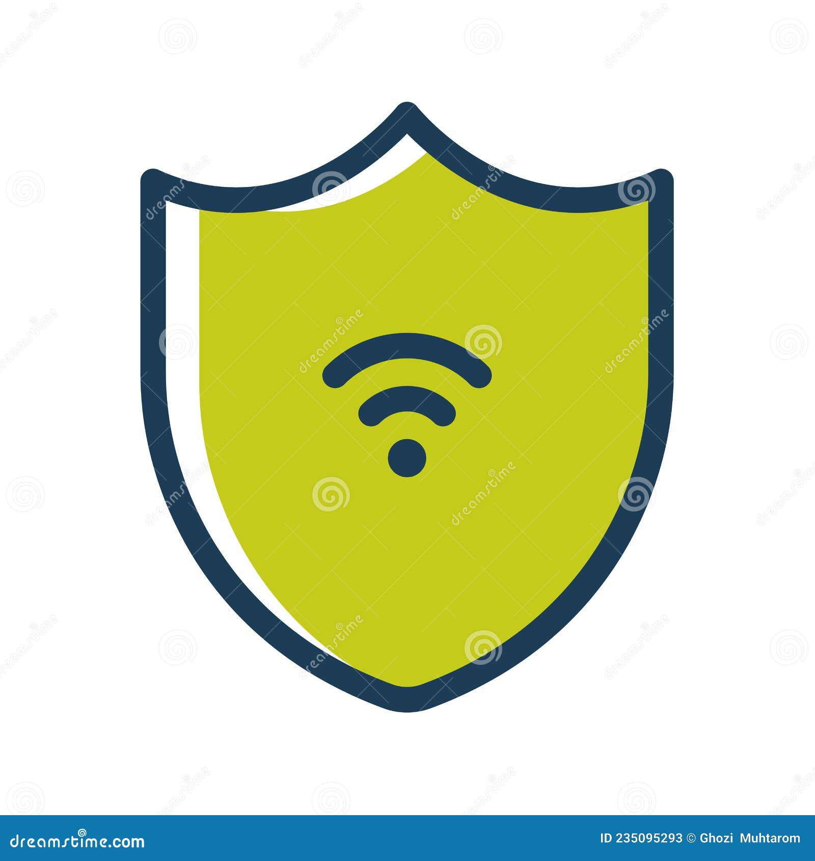 shield web security for wifi single  icon with dash or dashed line style