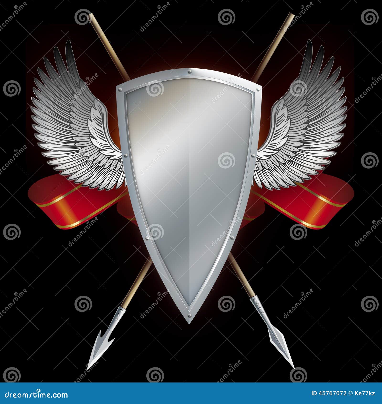 Shield with Wings and Spears. Stock Illustration Illustration of