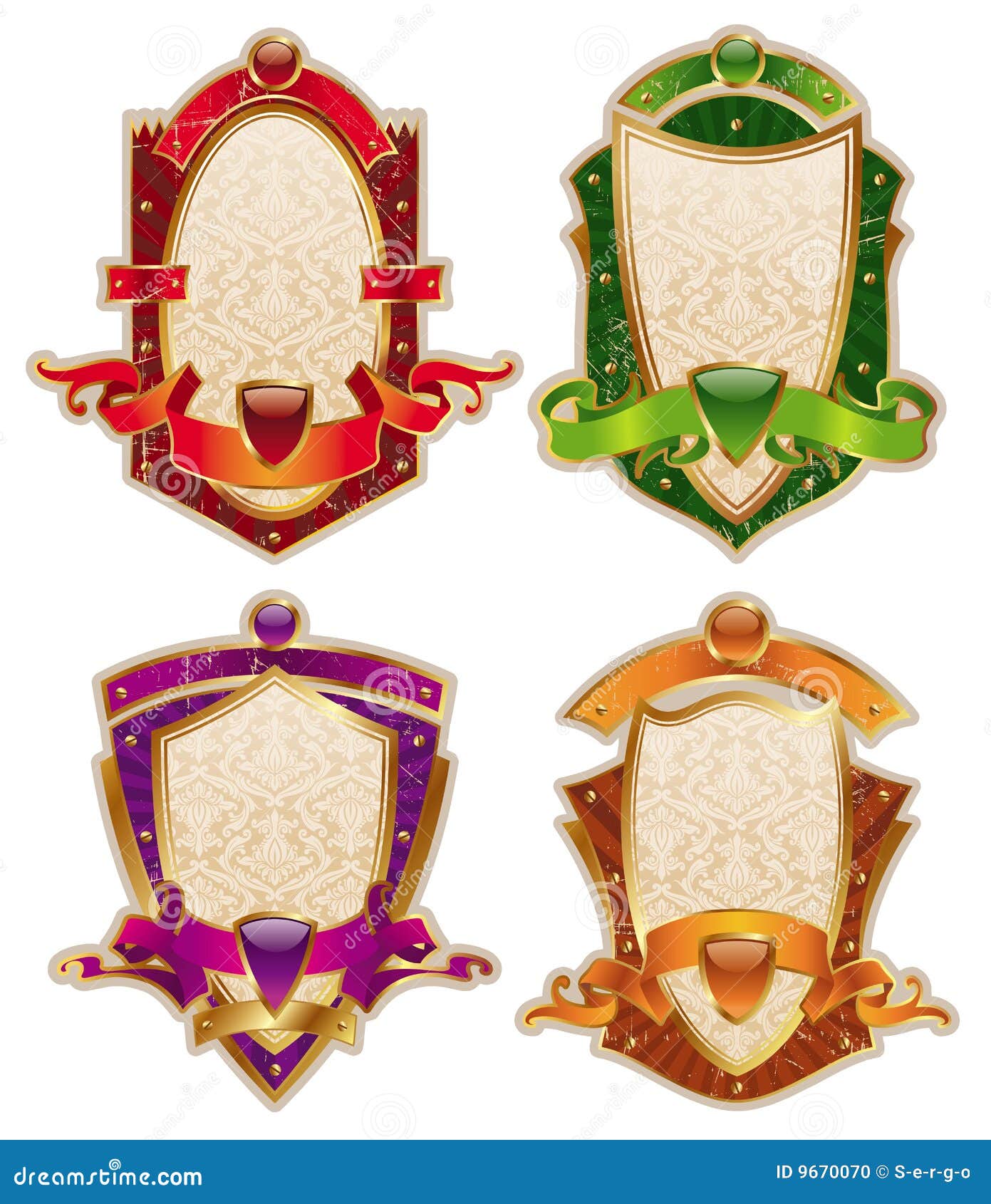 Shields with banners stock vector. Illustration of golden 9670070