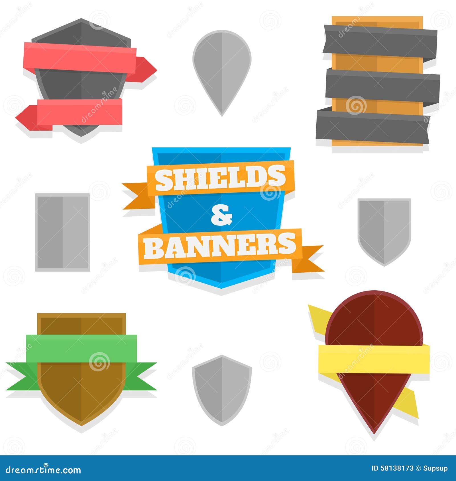 Shields and banners stock vector. Illustration of banners 58138173